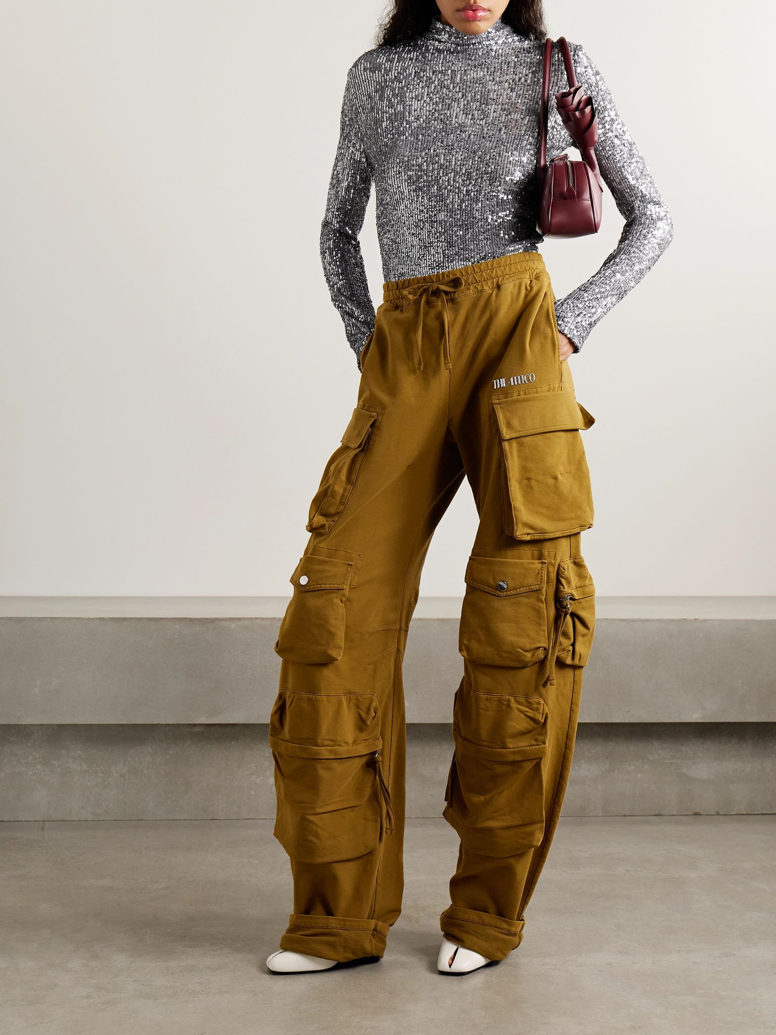 Sequined tulle turtleneck top Silver - 2