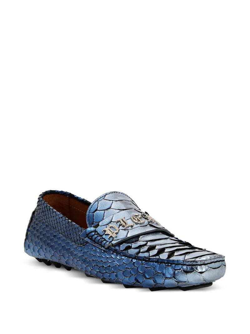 PHILIPP PLEIN metallic python-leather loafers outlook