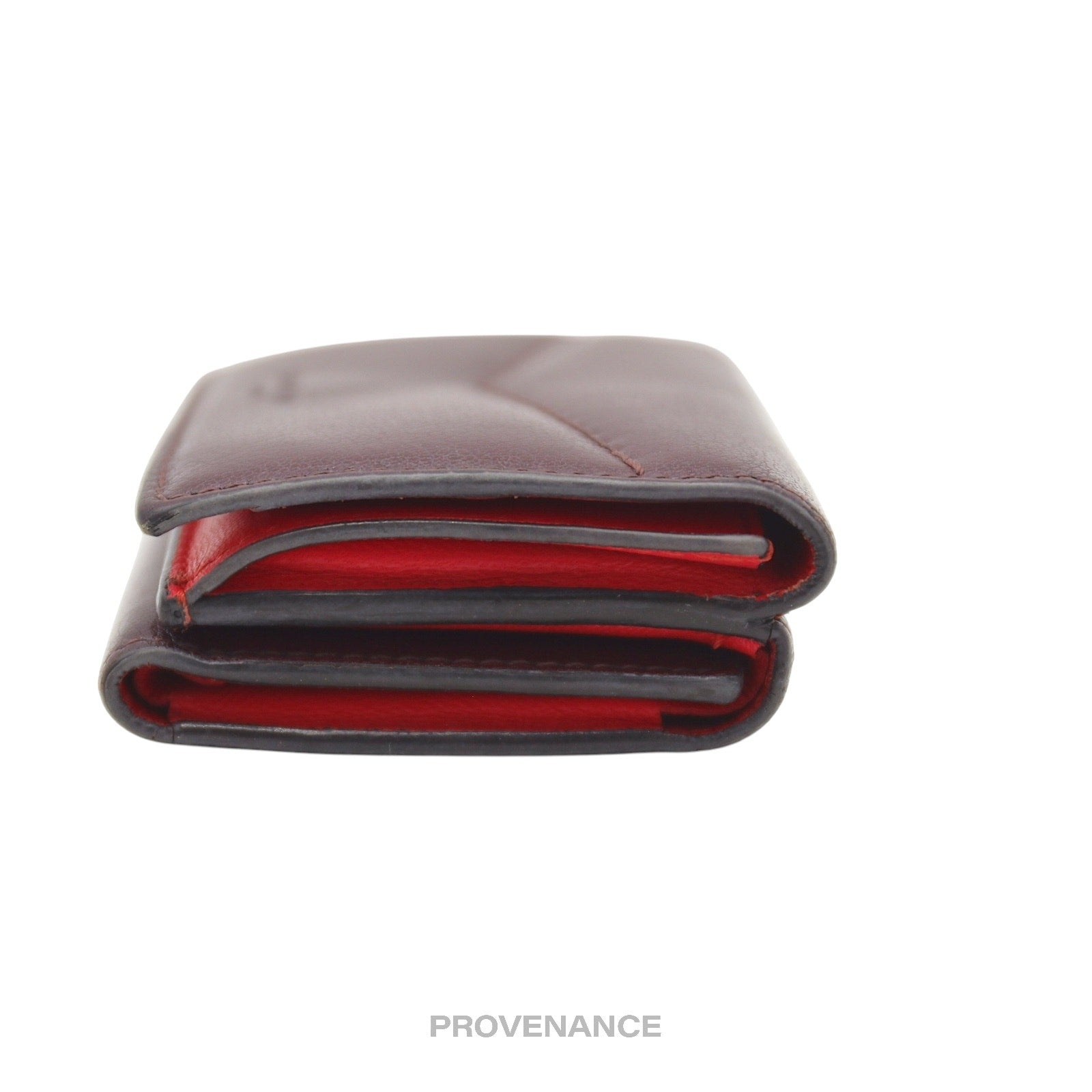 Givenchy Two Tone Trifold Wallet - Burgundy Red Leather - 5