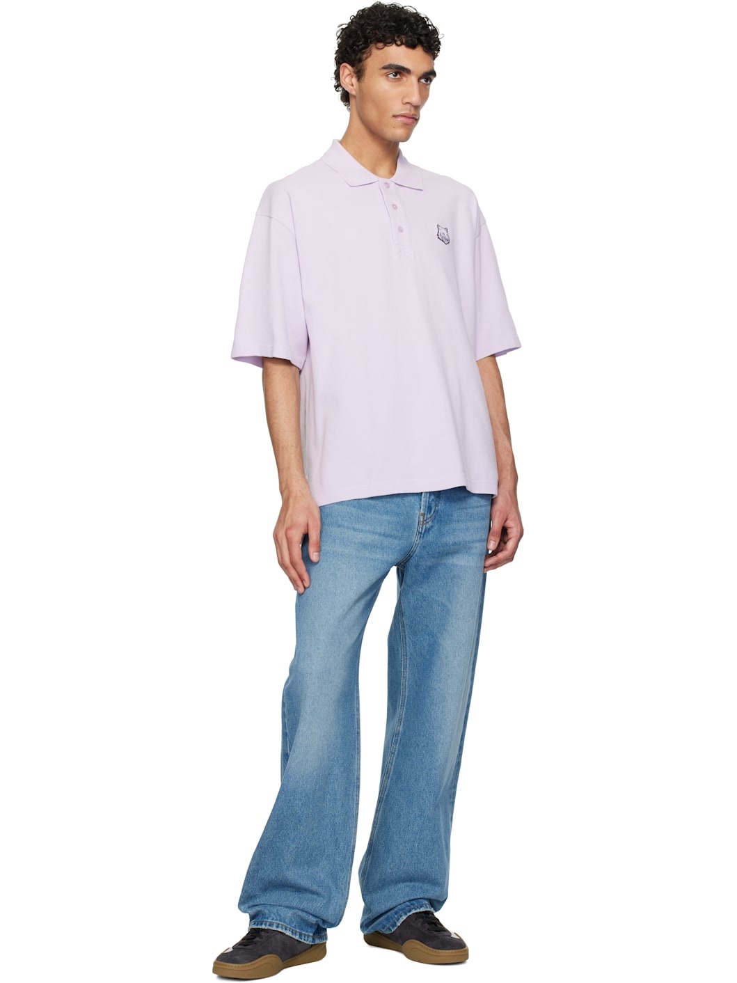 Purple Bold Fox Patch Oversize Polo - 4