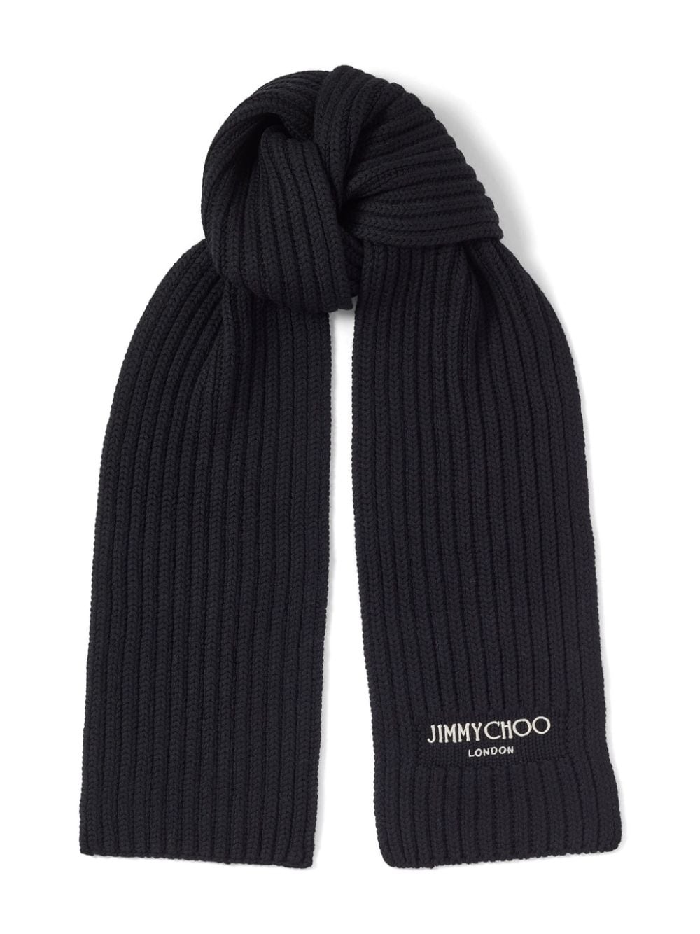 logo-embroidered chunky-knit scarf - 3