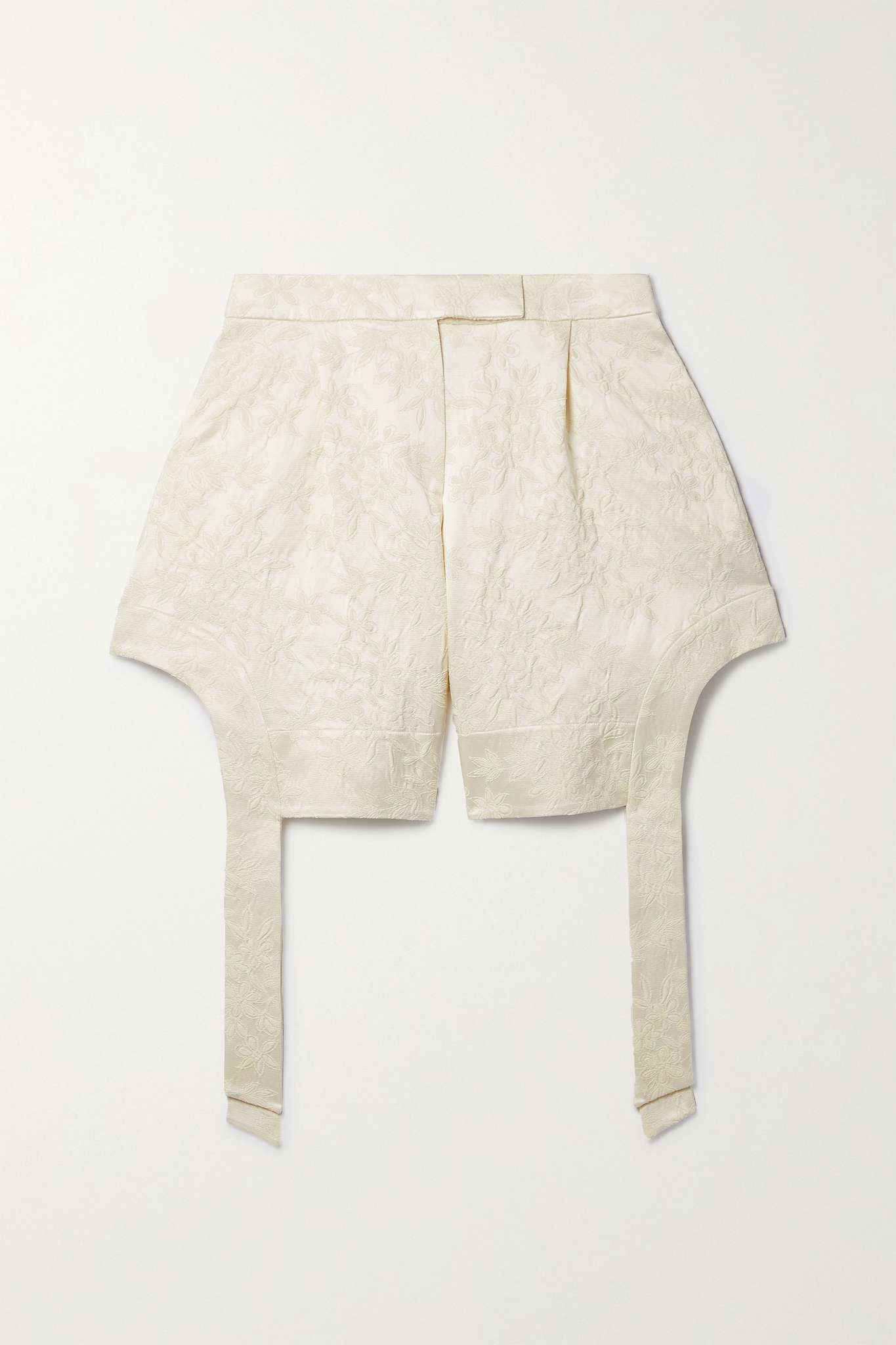 Draped cotton-blend brocade shorts - 1