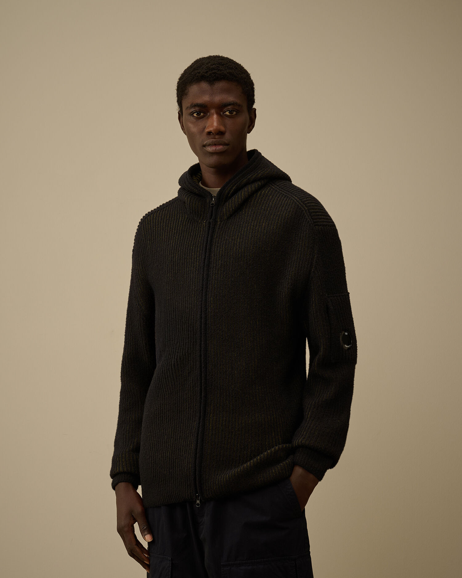 Fleece Knit Hooded Full Zip Sweater - 3