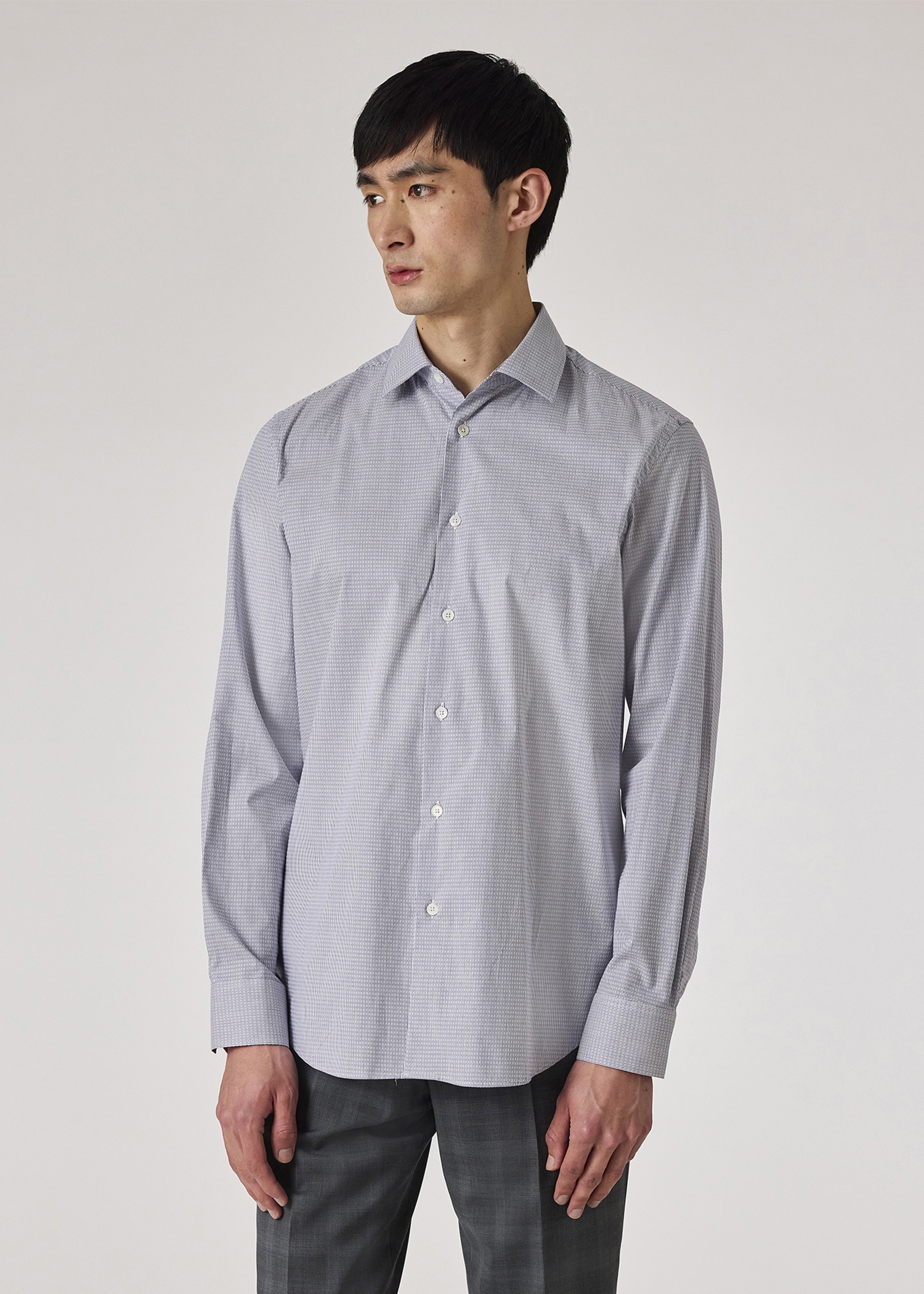 Tailored-Fit Blue Broken Stripe Easy Care Shirt - 3