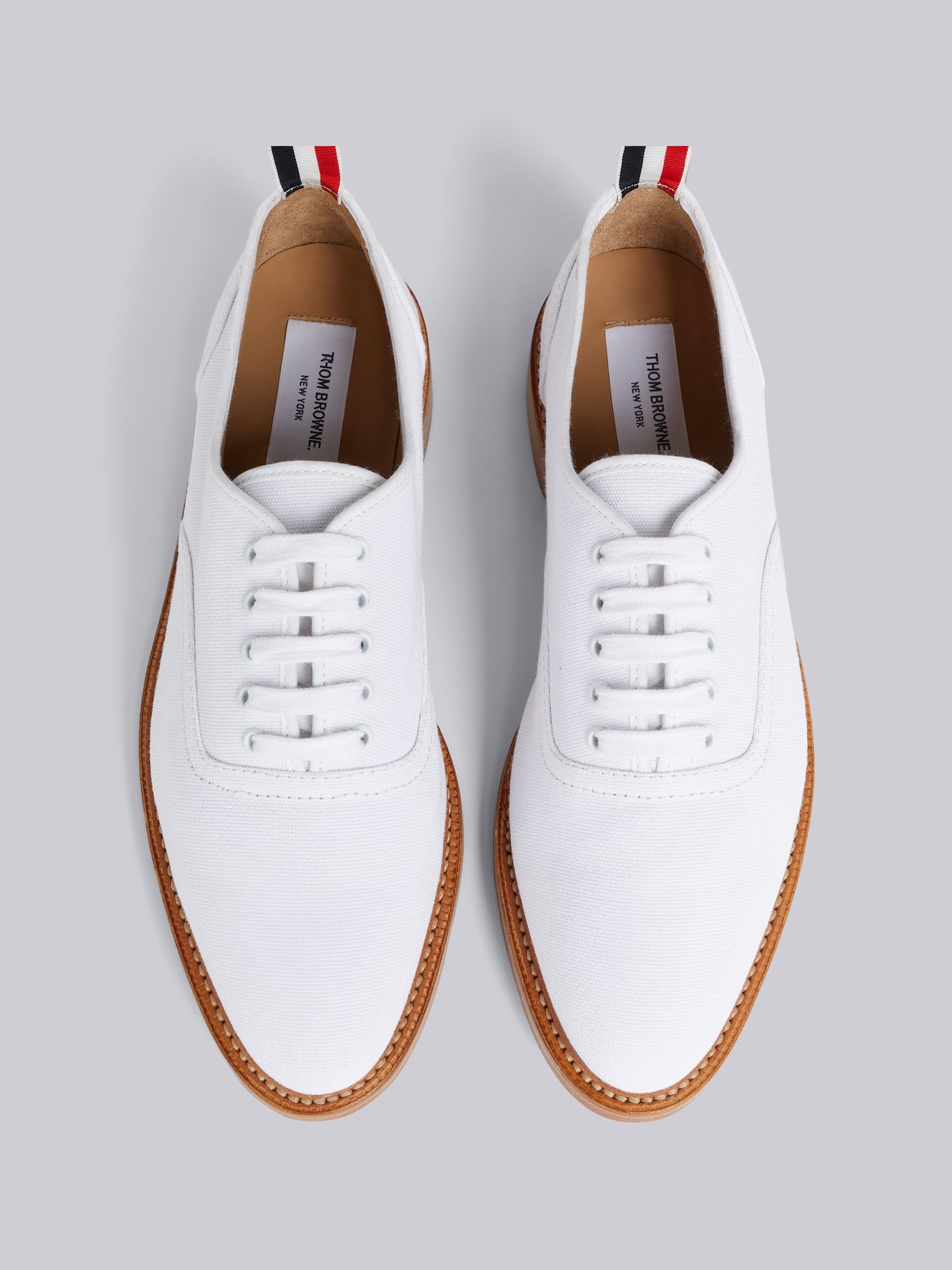 White Cotton Leather Sole Heritage Trainer - 4