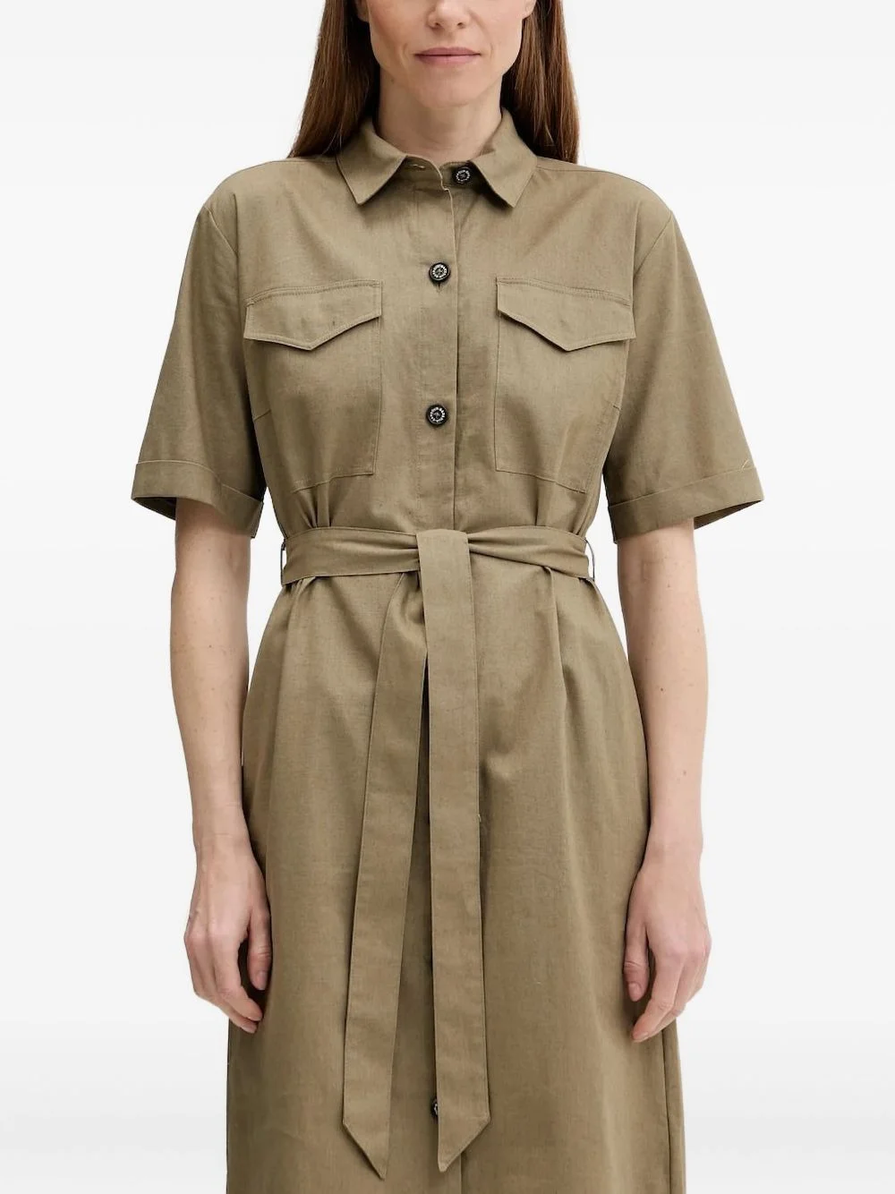 belted midi shirt dress - 1