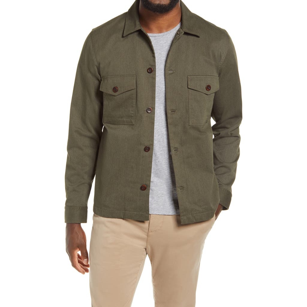 NN07 Pete Slim Fit Solid Shirt Jacket in Dark Army at Nordstrom - 1