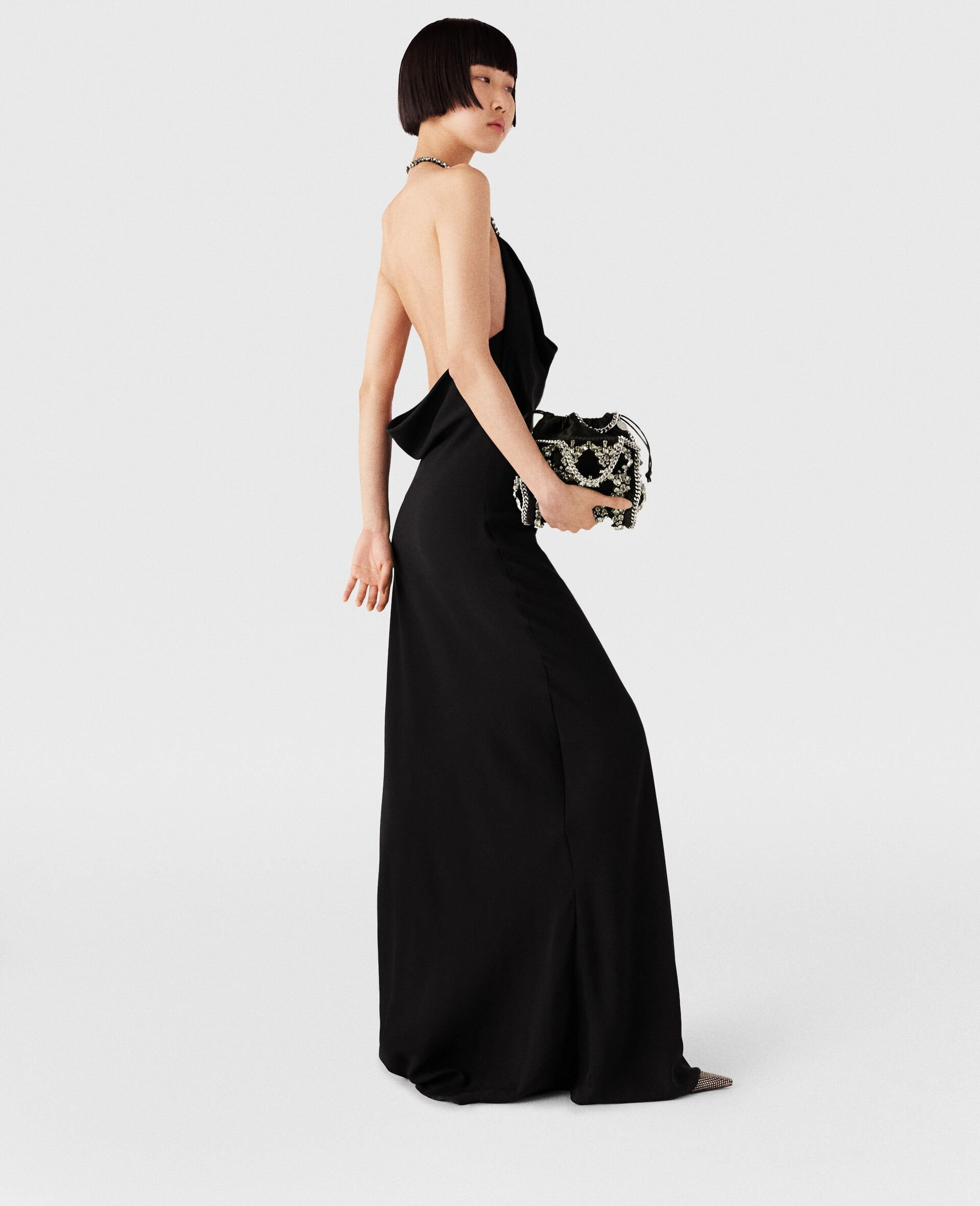 Plunge Crystal Halterneck Maxi Dress - 3