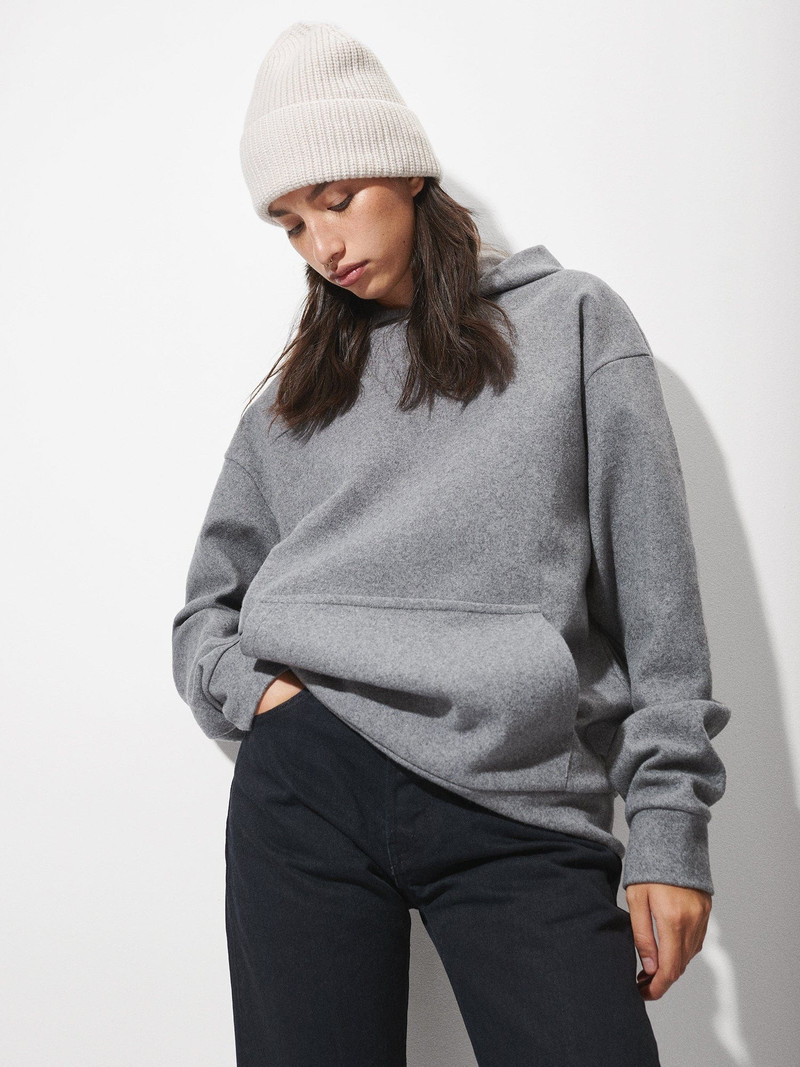 Womens Recycled Wool Jersey Hoodie - Volcanic Grey 3