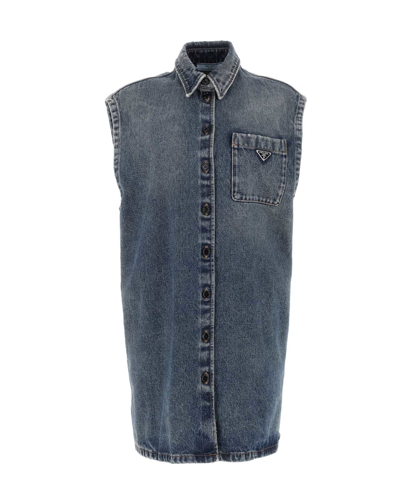 Denim Sleeveless Shirt - 1