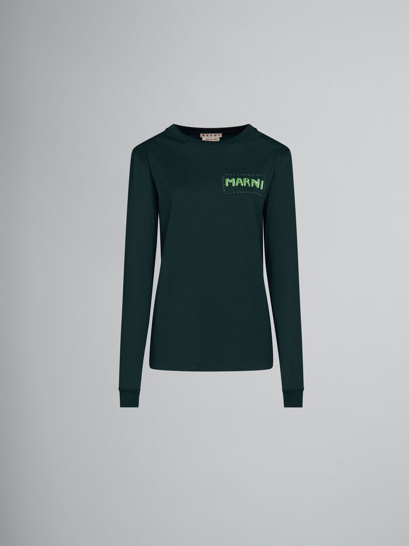 GREEN BIO-COTTON T-SHIRT WITH LOGO PRINT - 1
