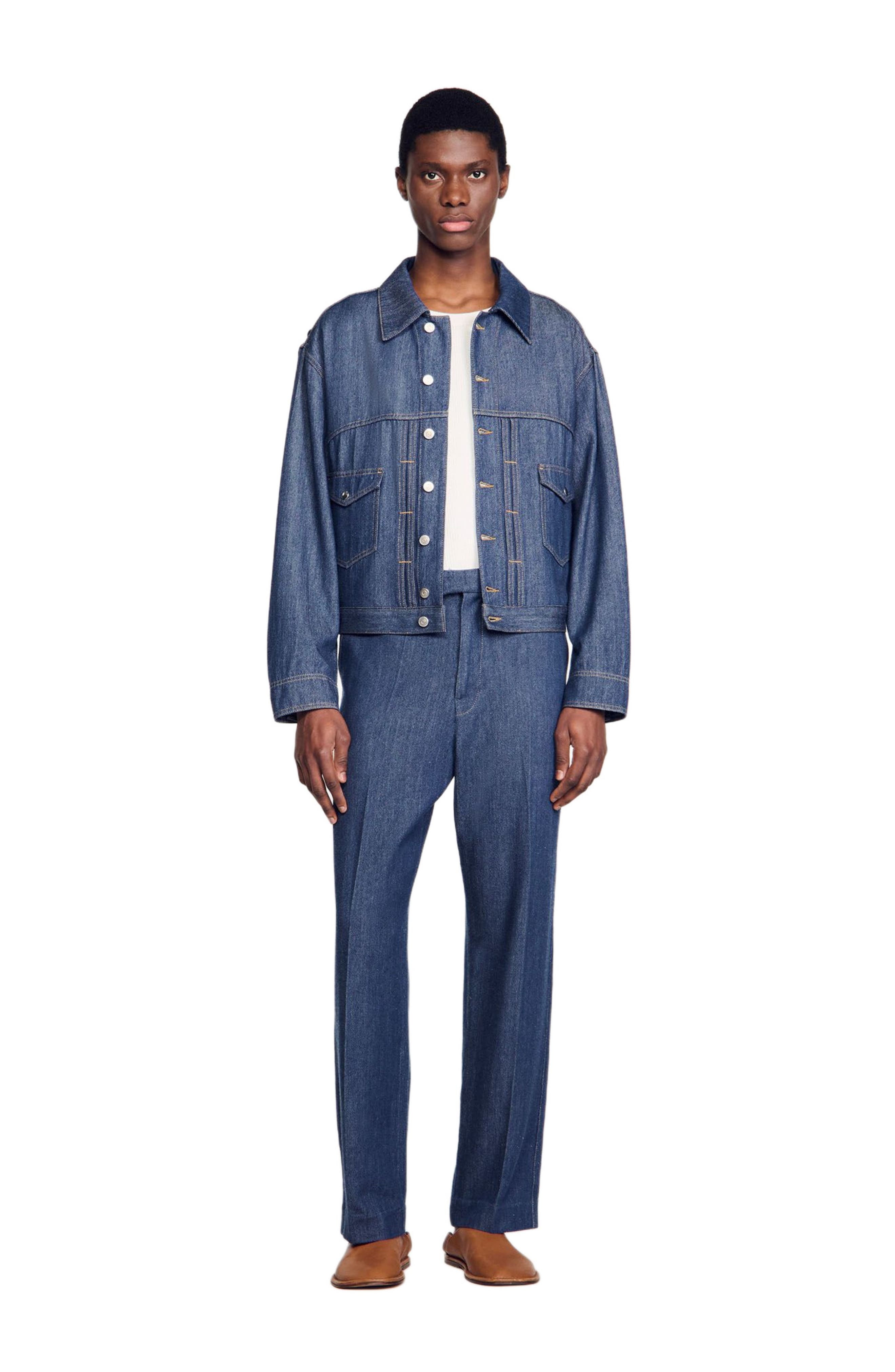 SANDRO Chambray jacket in Raw-Denim at Nordstrom - 1
