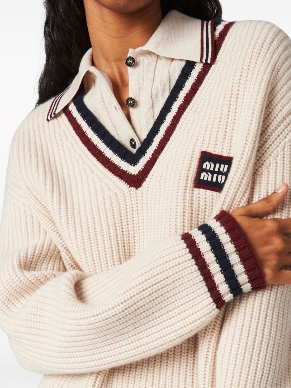 ribbed-knit cashmere polo shirt - 4