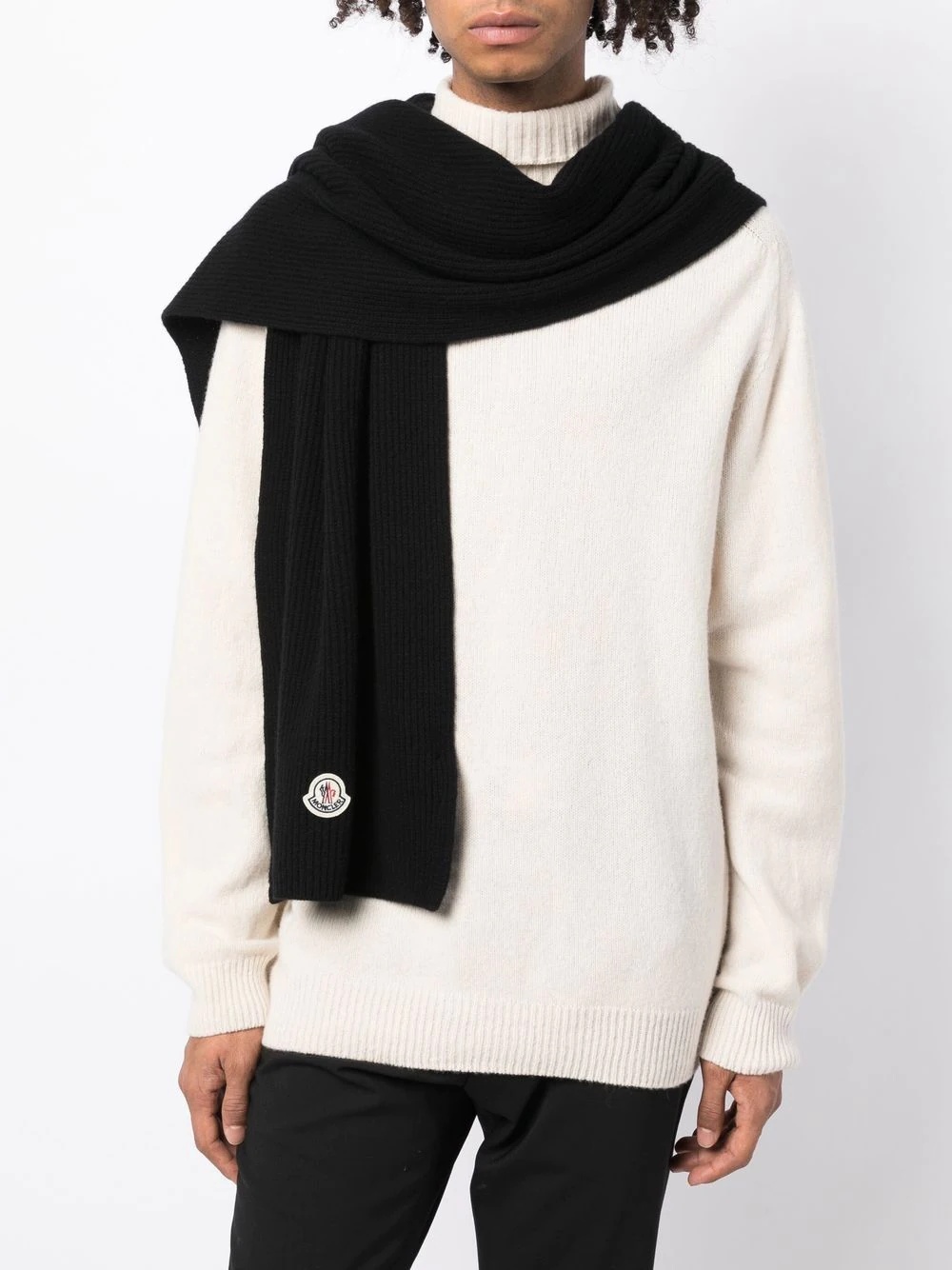 logo-patch virgin-wool-cashmere scarf - 2