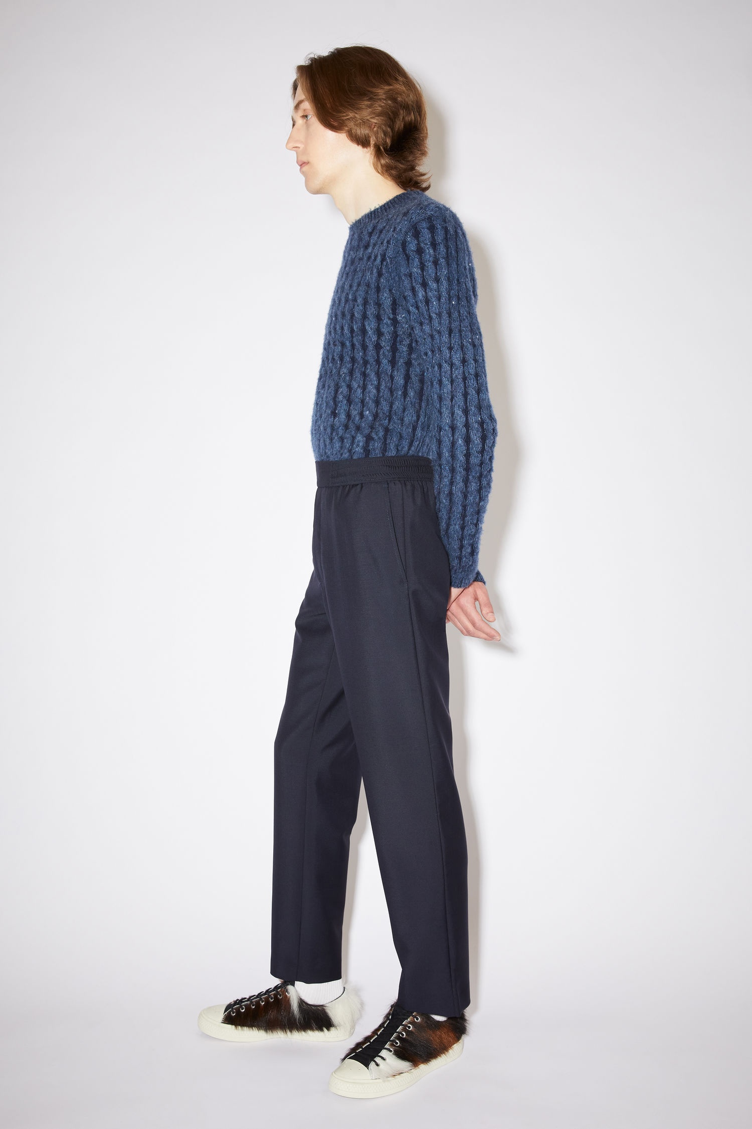 Mohair-blend Trousers - Navy - 4