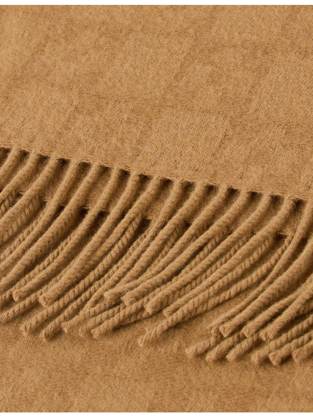 Monogram-Pattern Fringed Wool Scarf - 2