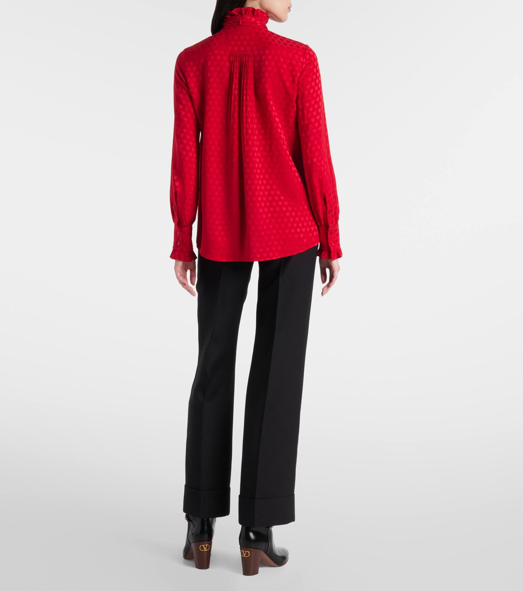 La Cour De Cœur bow-detail silk crêpe shirt - 3