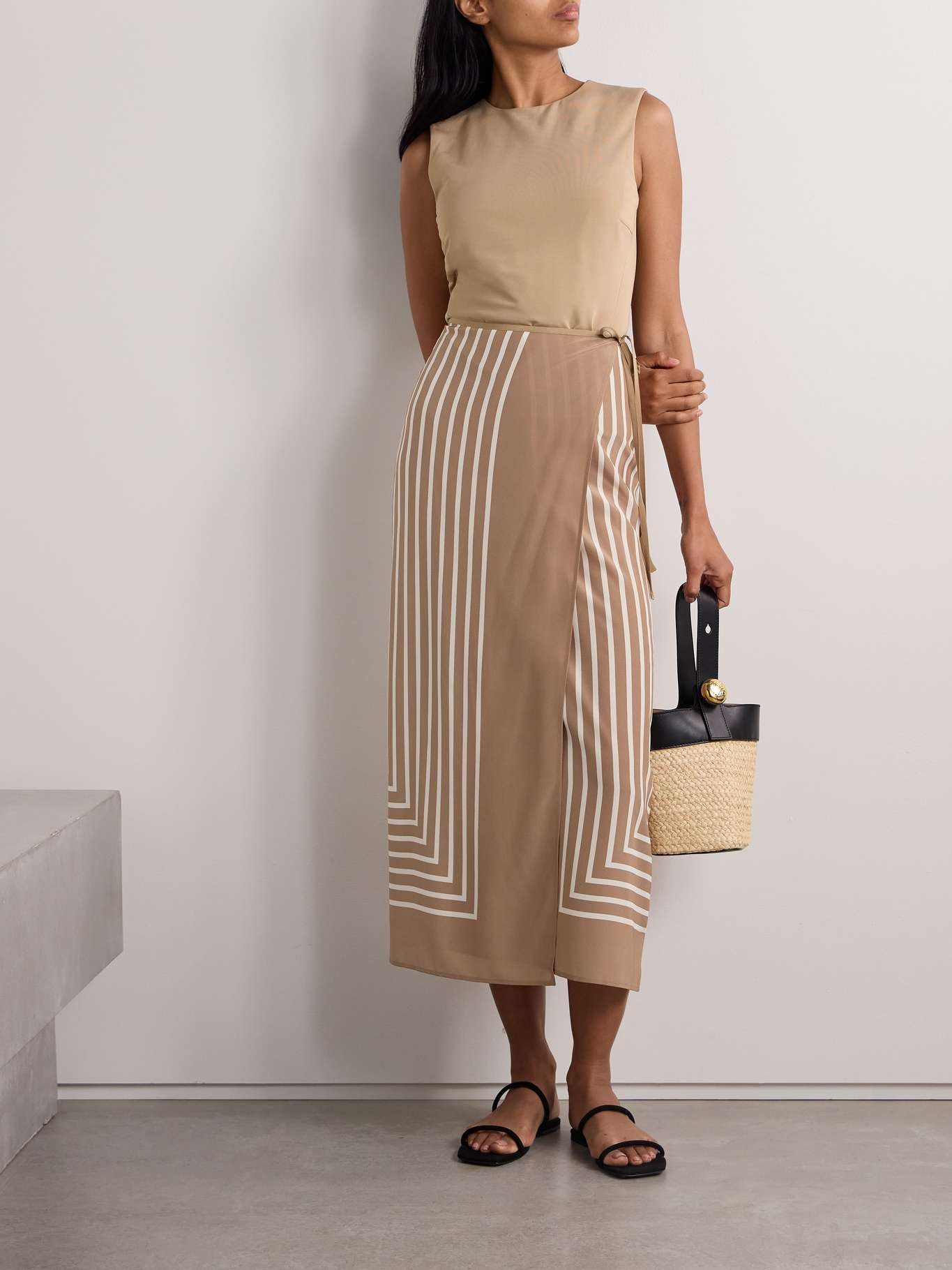 Striped silk-chiffon maxi wrap skirt - 2