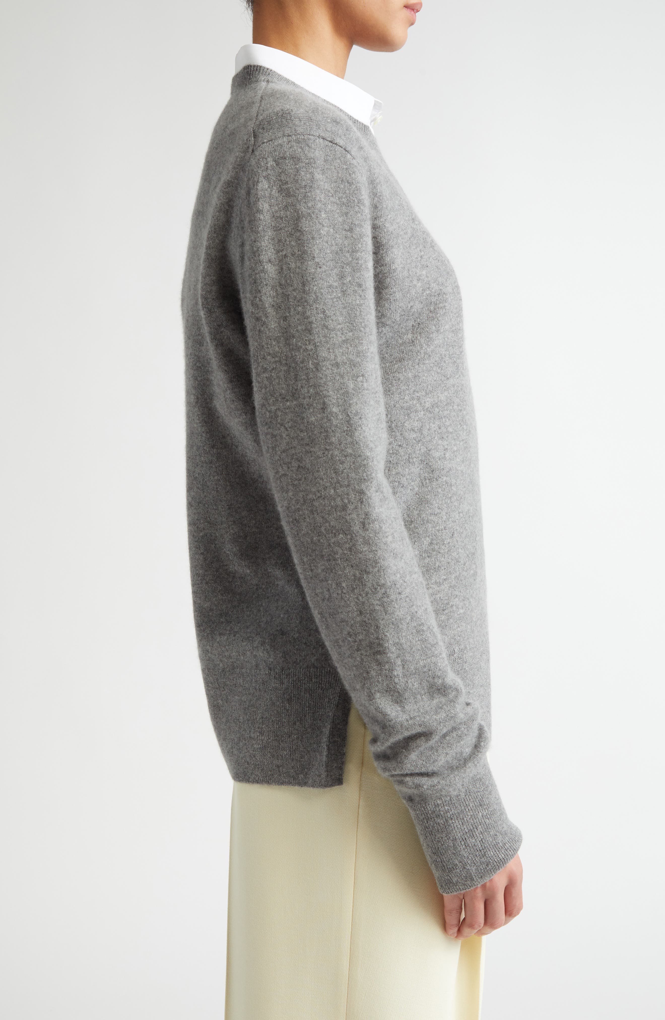 TOTEME Cashmere Crewneck Sweater in Grey Melange at Nordstrom - 3