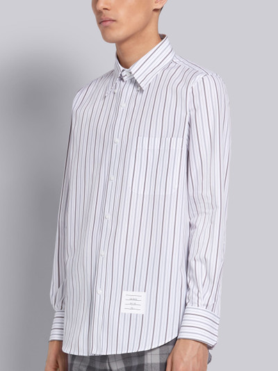 Thom Browne Medium Grey Cotton Poplin Stripe Straight Fit Long Sleeve Shirt outlook