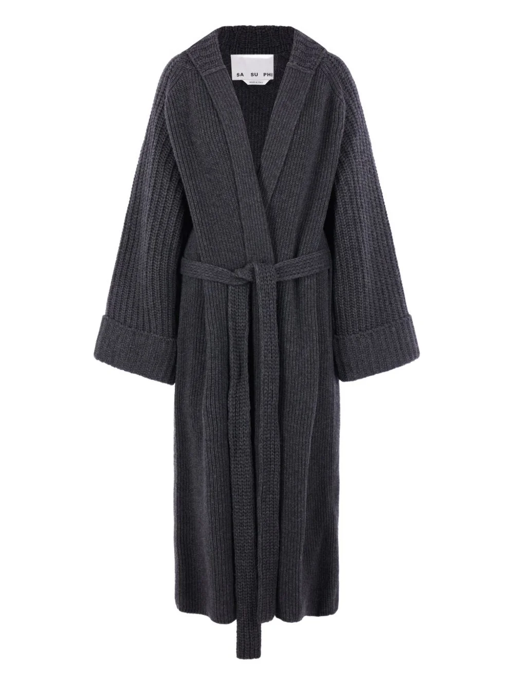hooded belted cardigan - 1