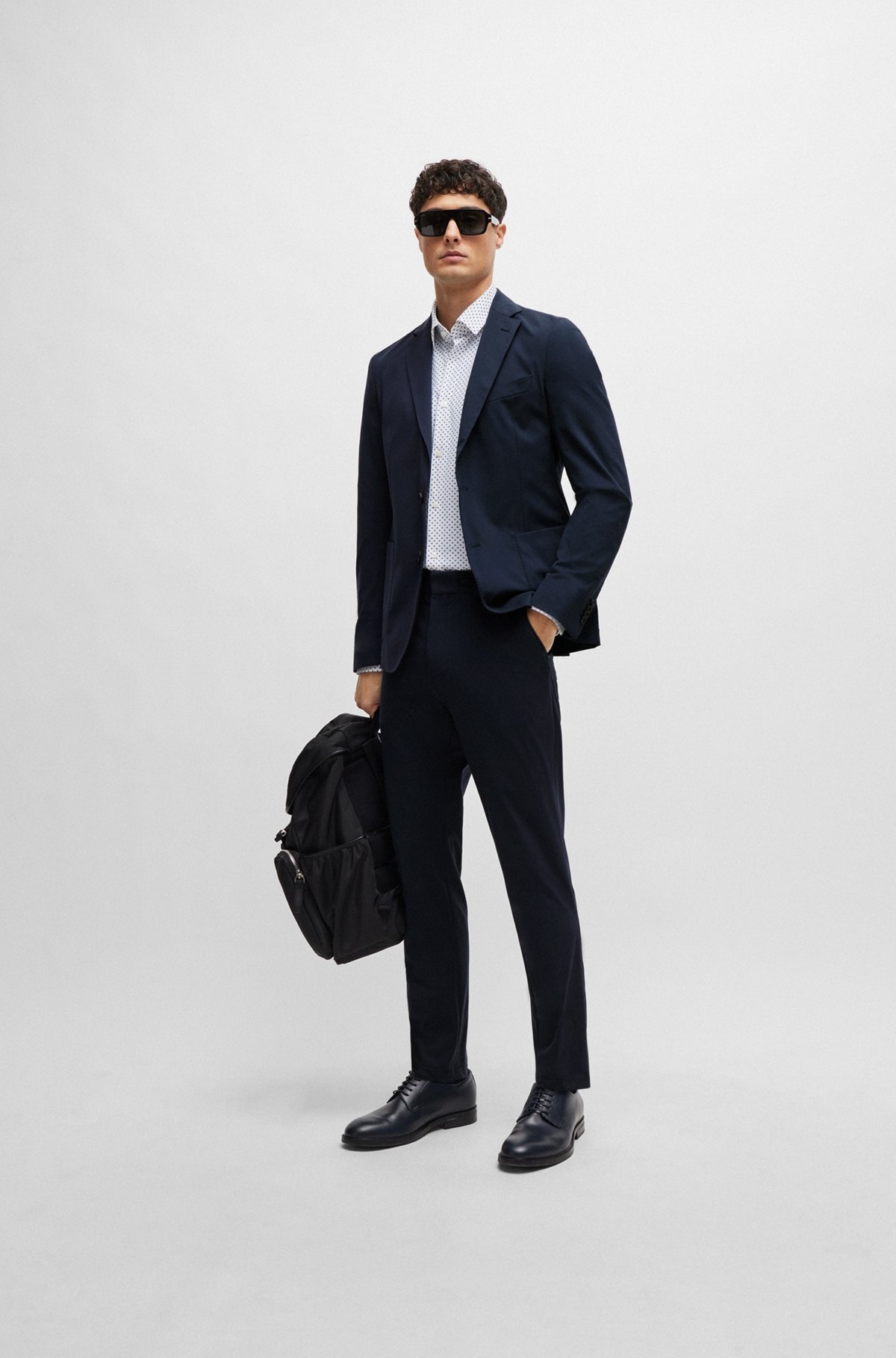 SLIM-FIT SHIRT IN PRINTED PERFORMANCE-STRETCH MATERIAL - 4