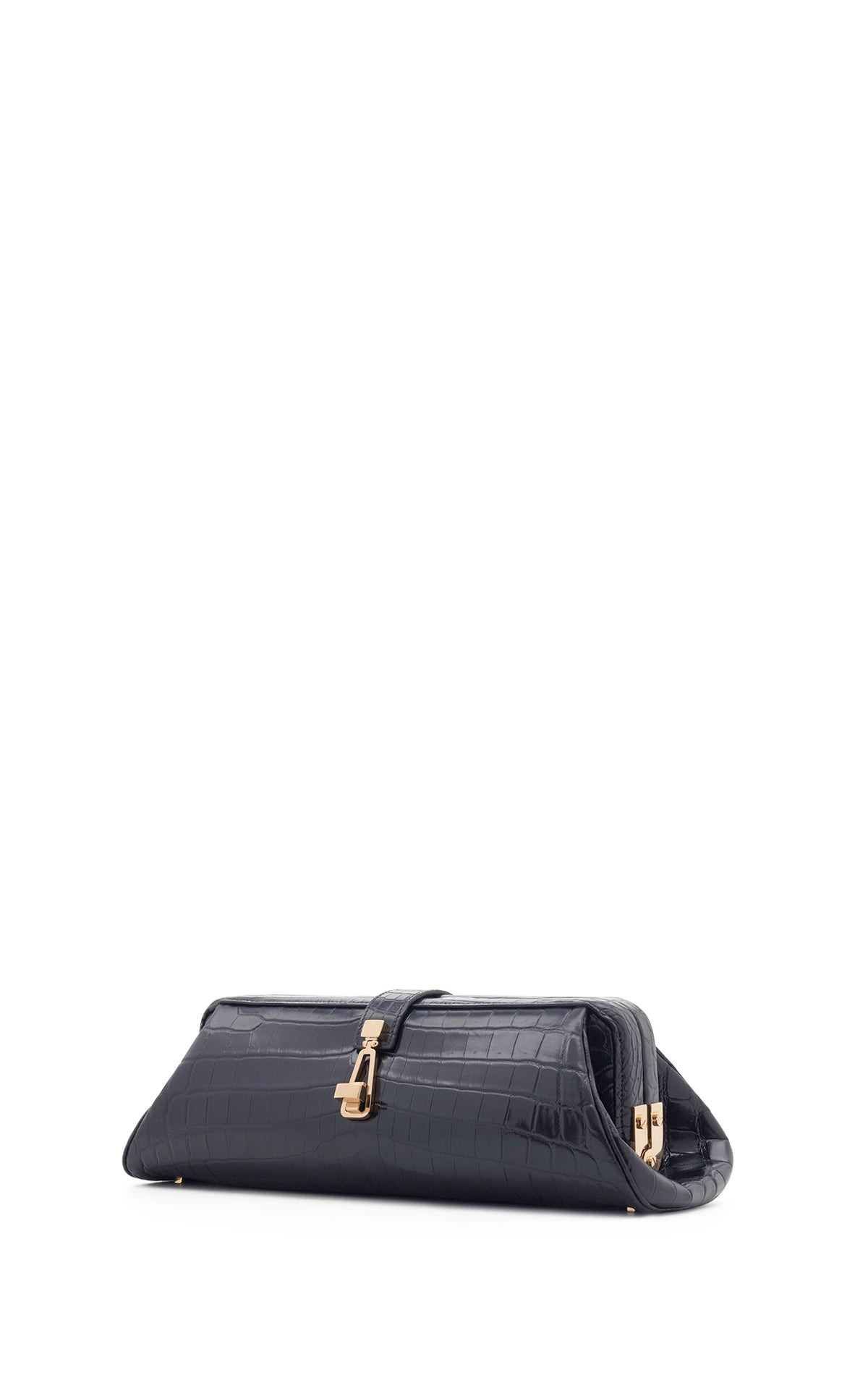 Paola Clutch in Black Crocodile Leather - 3