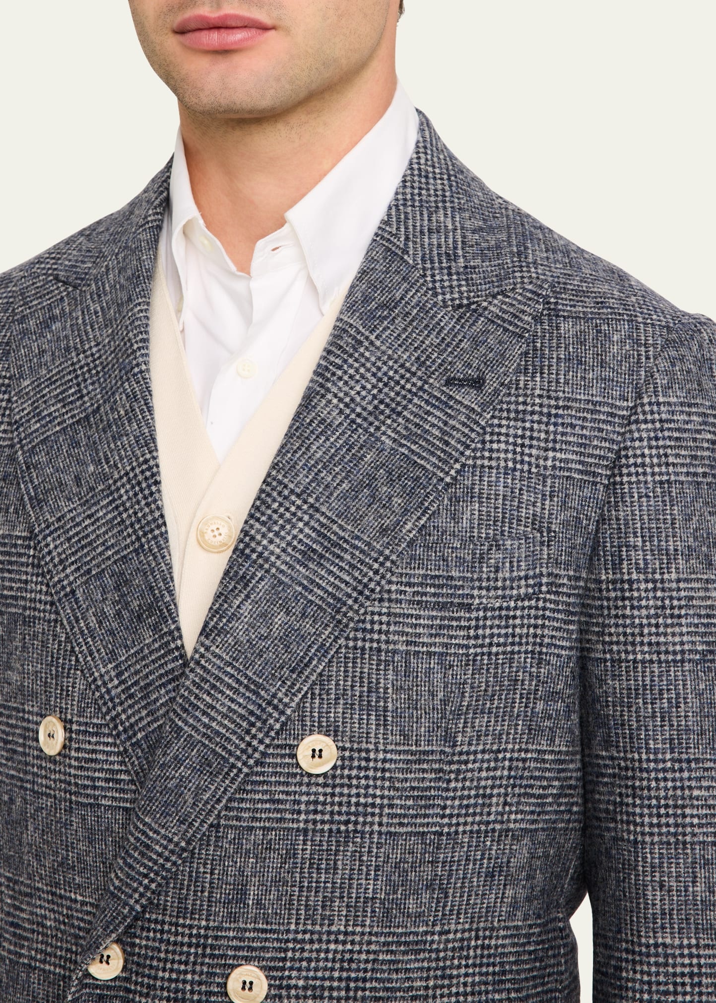 Men's Double-Breasted Plaid Suit - 5