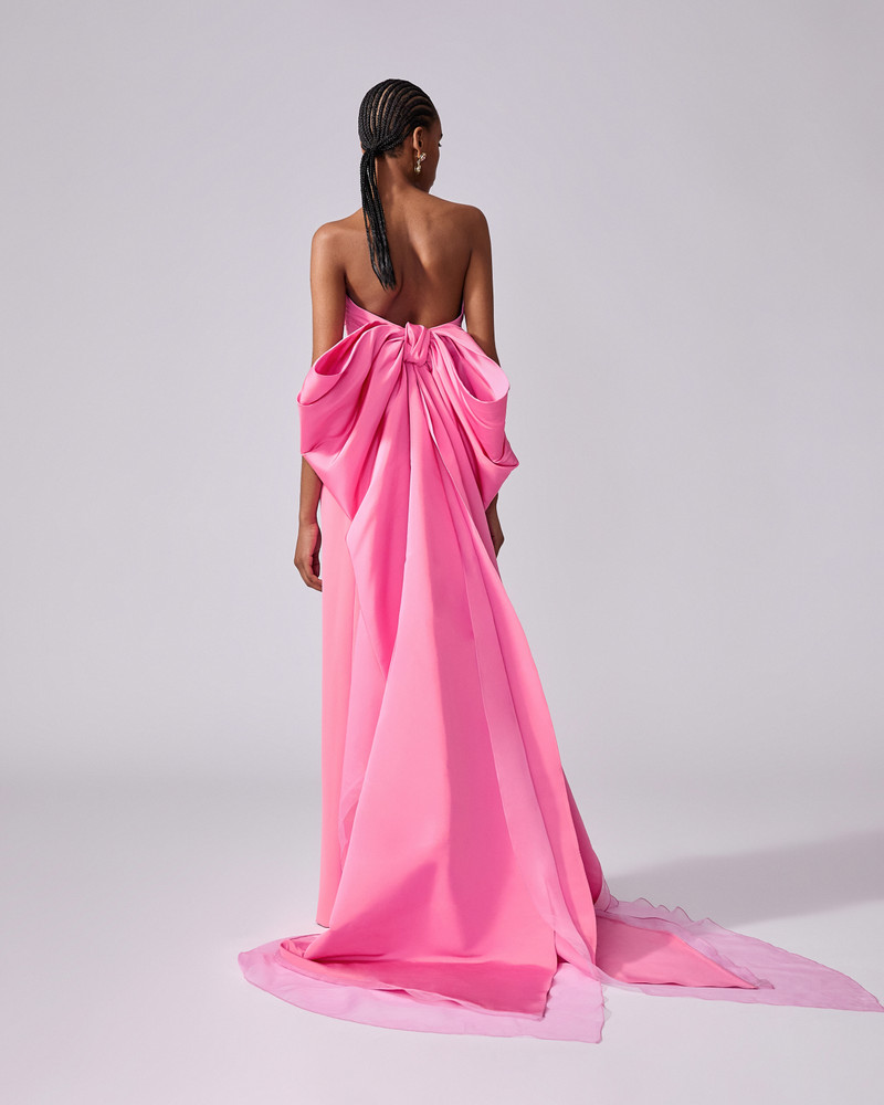 Column Gown with Bow Train 3