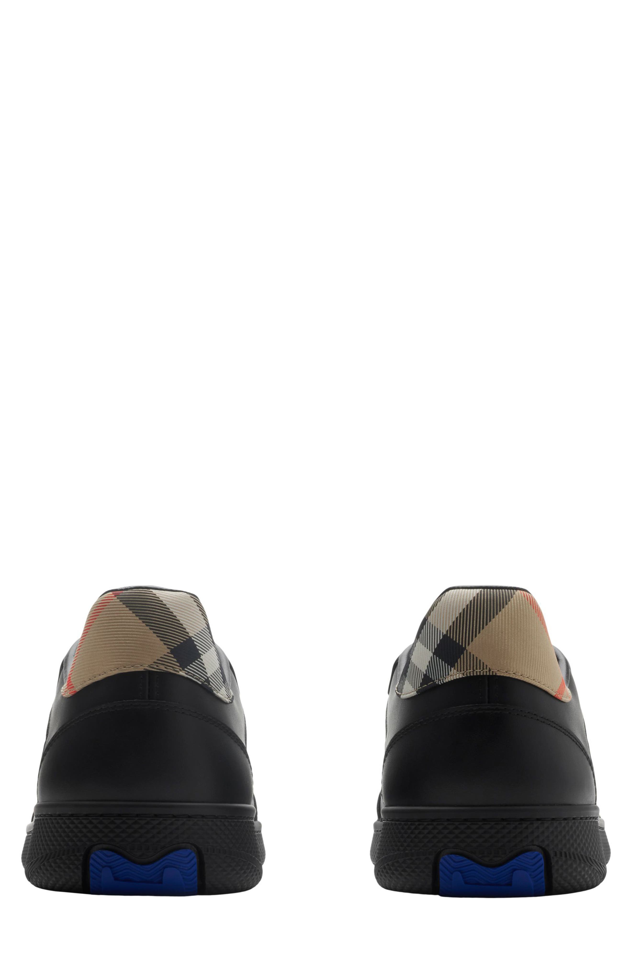 burberry Terrace Check Leather & Canvas Sneaker in Black/Sand Ip Check at Nordstrom - 6