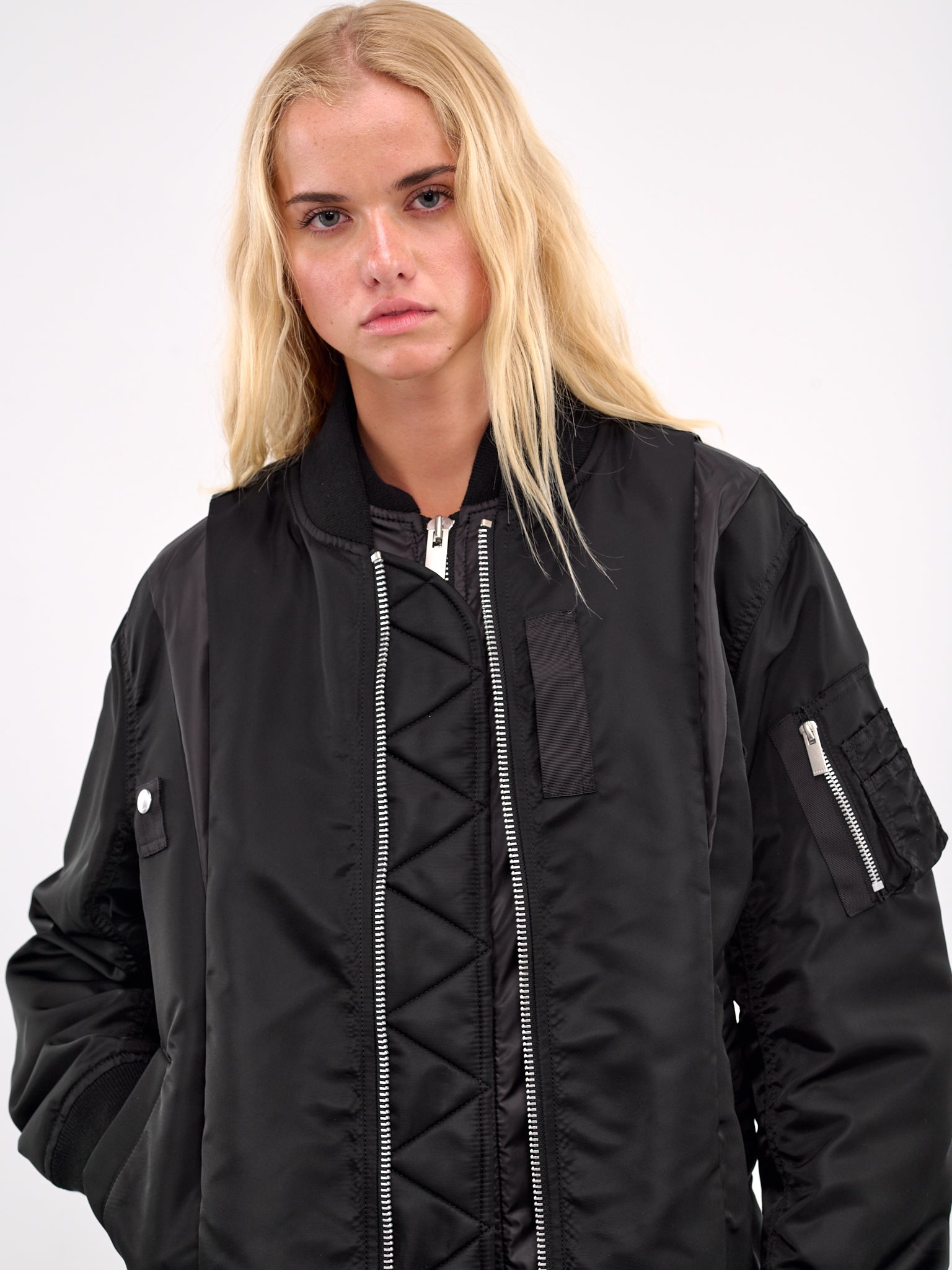Overlapping Contrast Bomber Jacket - 4