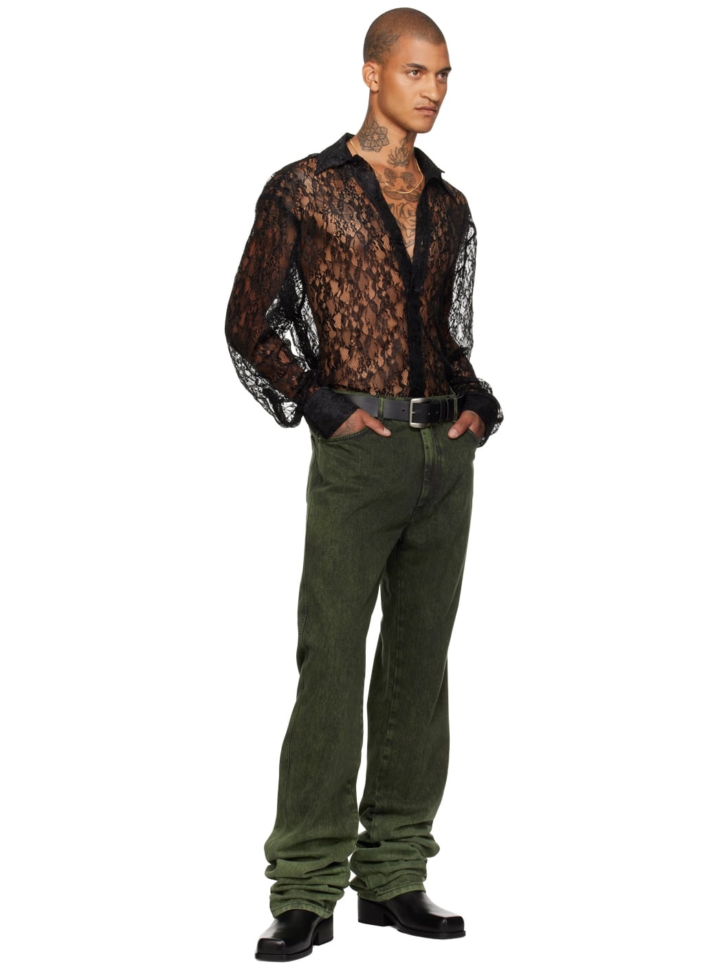 Green Stacked Straight Leg Jeans - 5