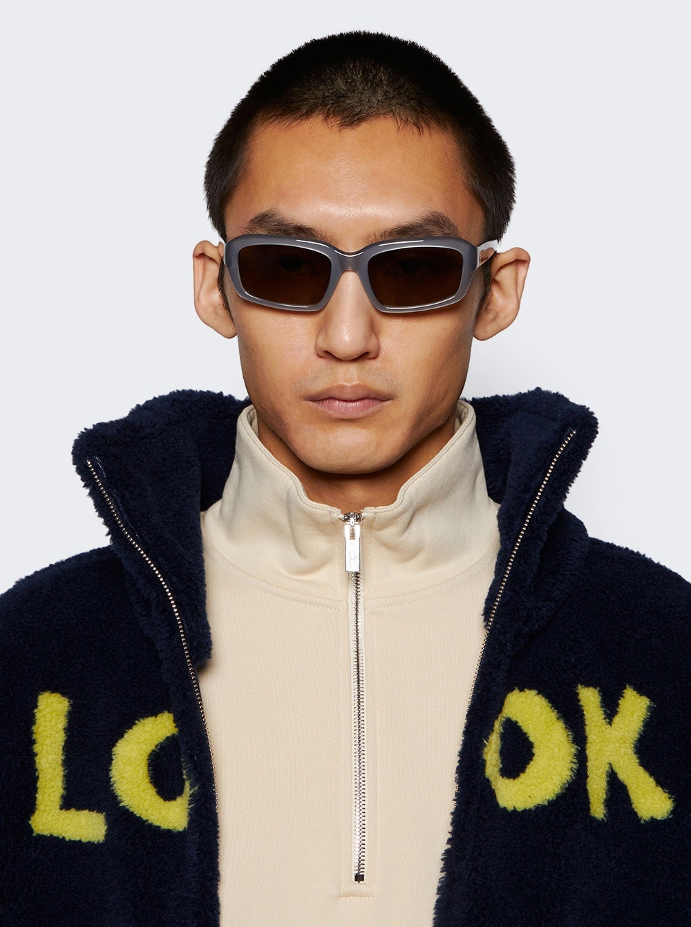 X Jacquemus Marino Angular D-frame Sunglasses Metallic Grey - 2
