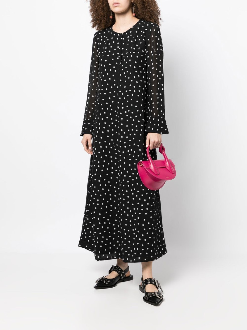 GANNI spot-print crepe midi dress outlook