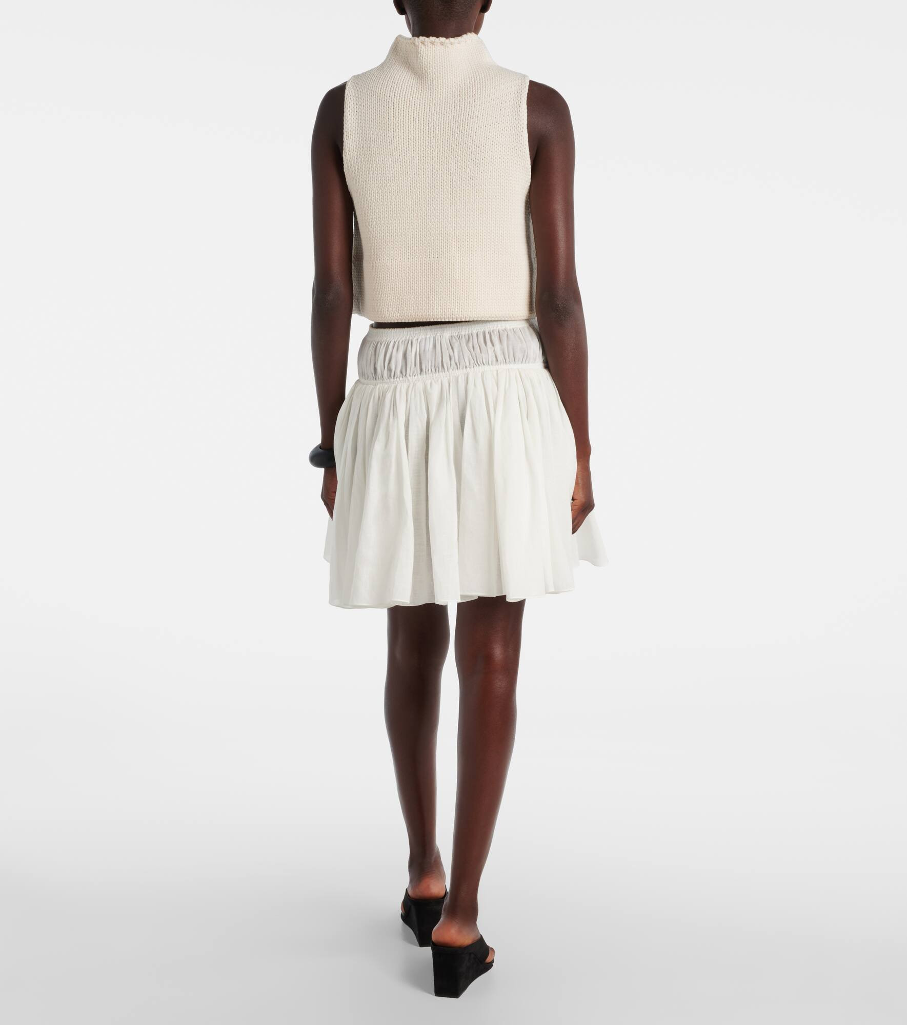 Cotton and linen miniskirt - 3