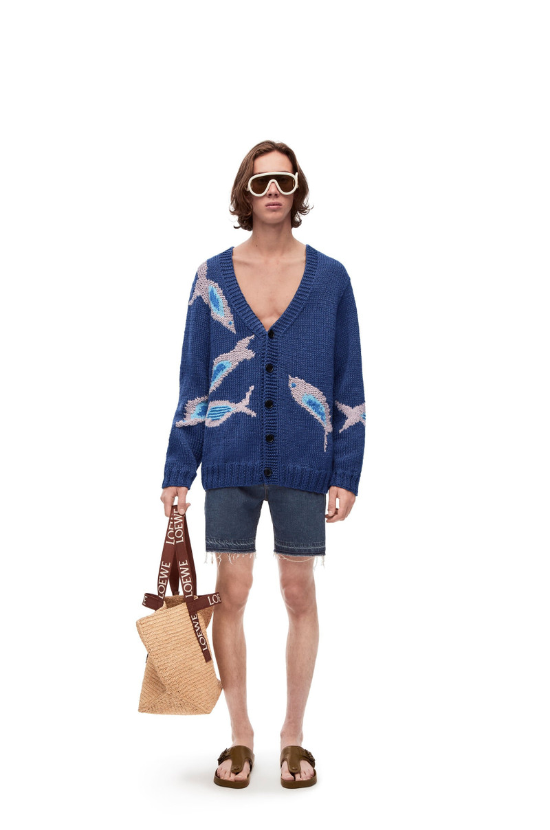 Loewe Fish cardigan in linen and cotton outlook