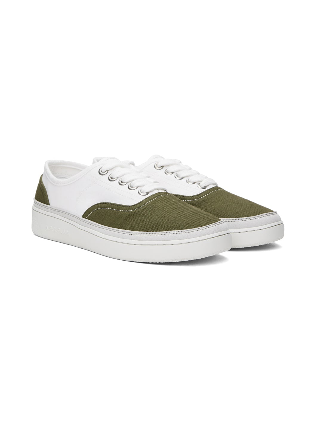 White & Khaki Plain Simple Sneakers - 4