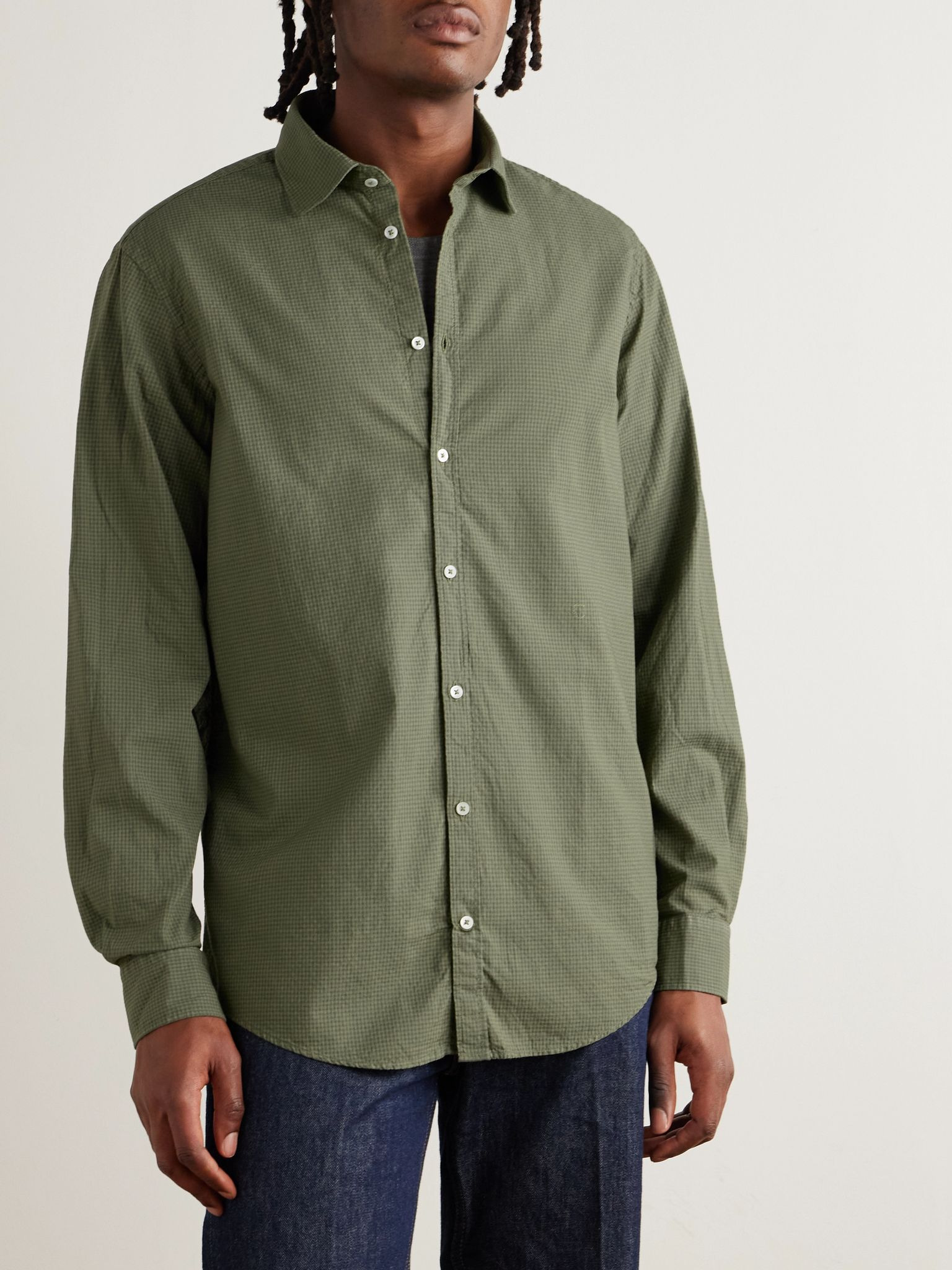 Canary Checked Cotton Shirt Green - 3