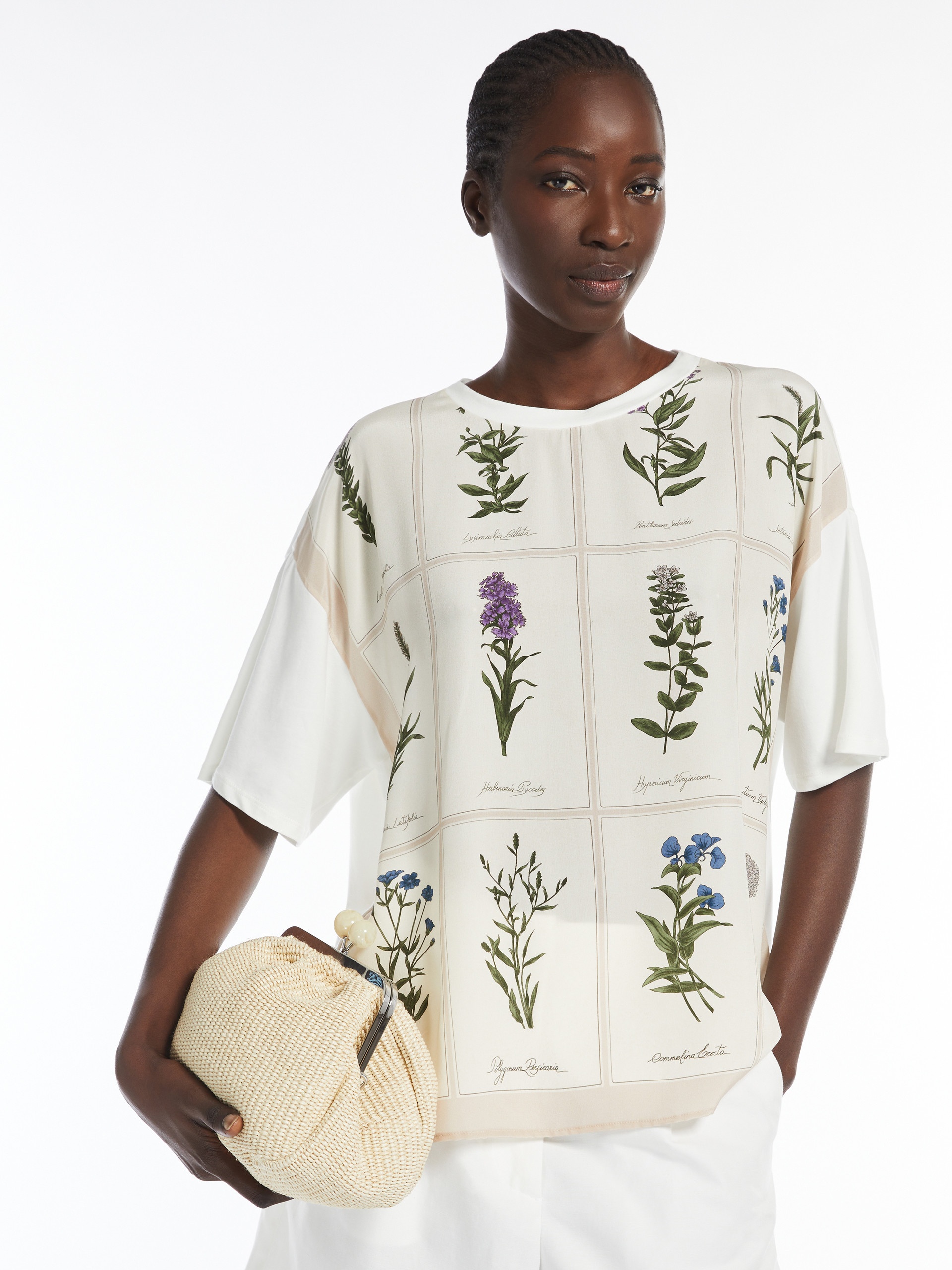 PAMPAS Printed silk and jersey T-shirt - 5