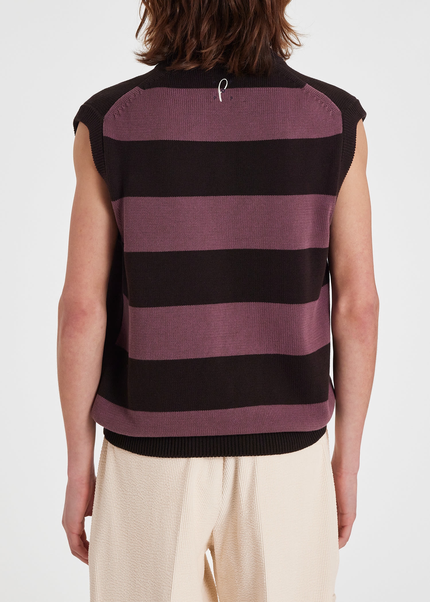 Knitted Cotton Panelled Vest - 5