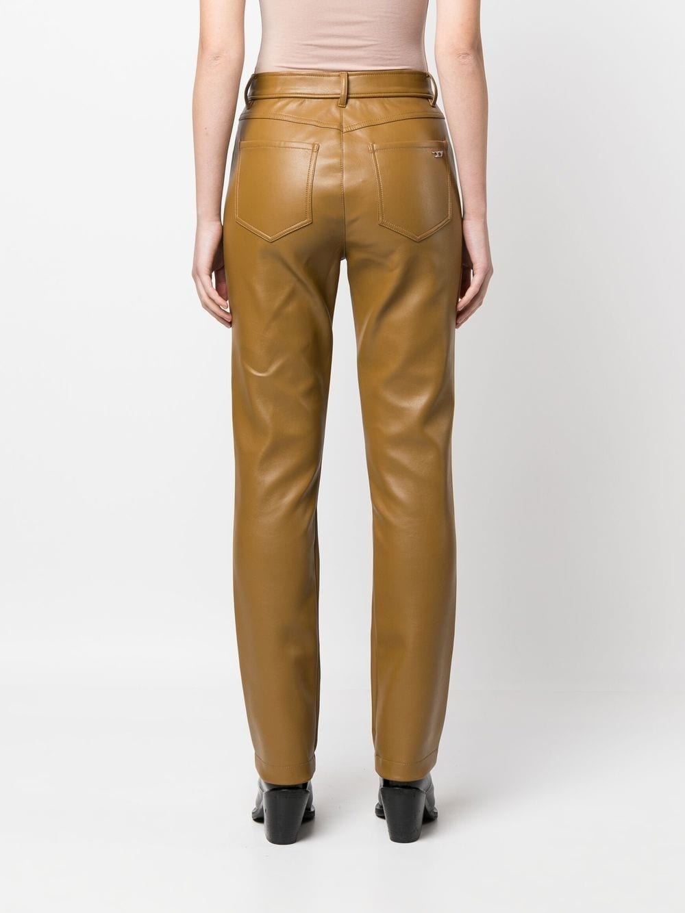 leather-effect straight-leg trousers - 4