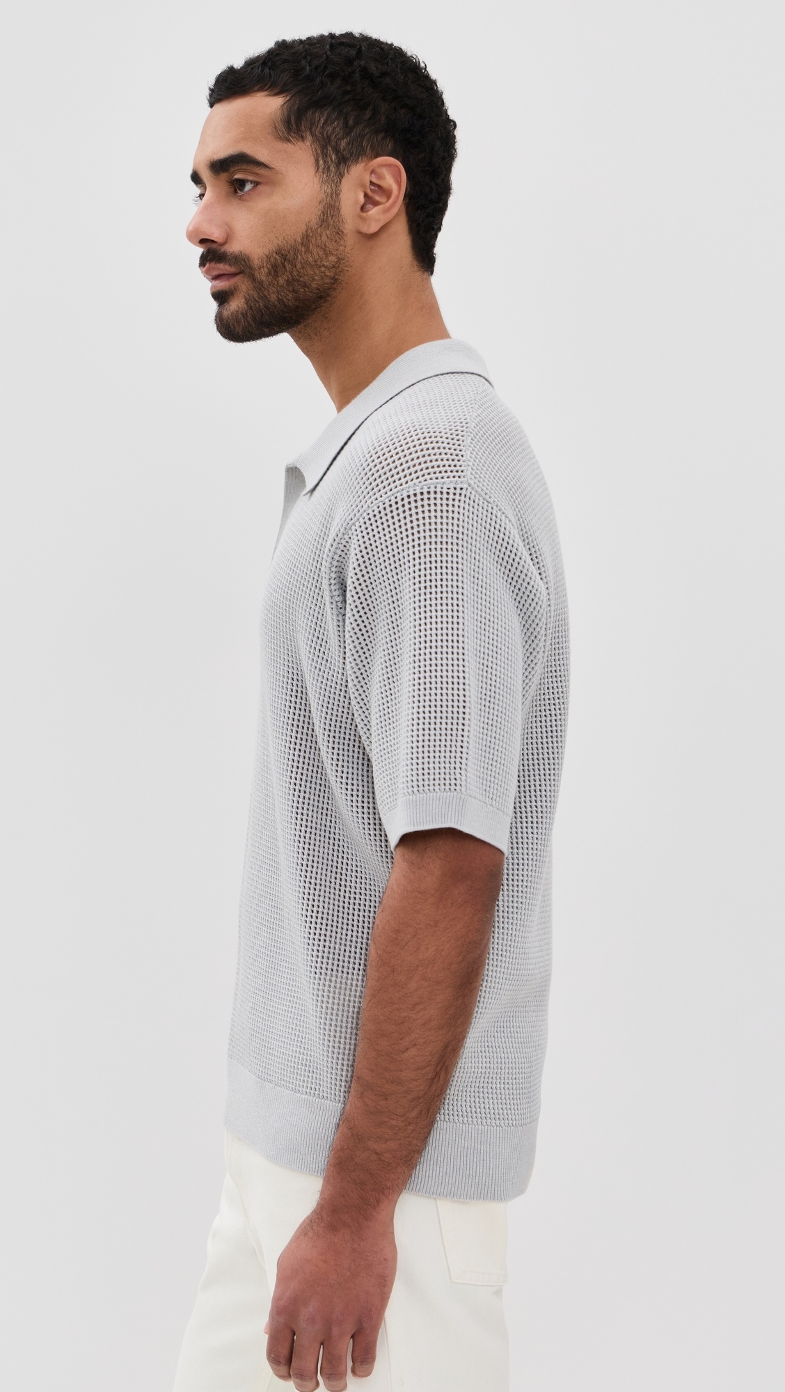 Open Weave Polo Sweater - 3