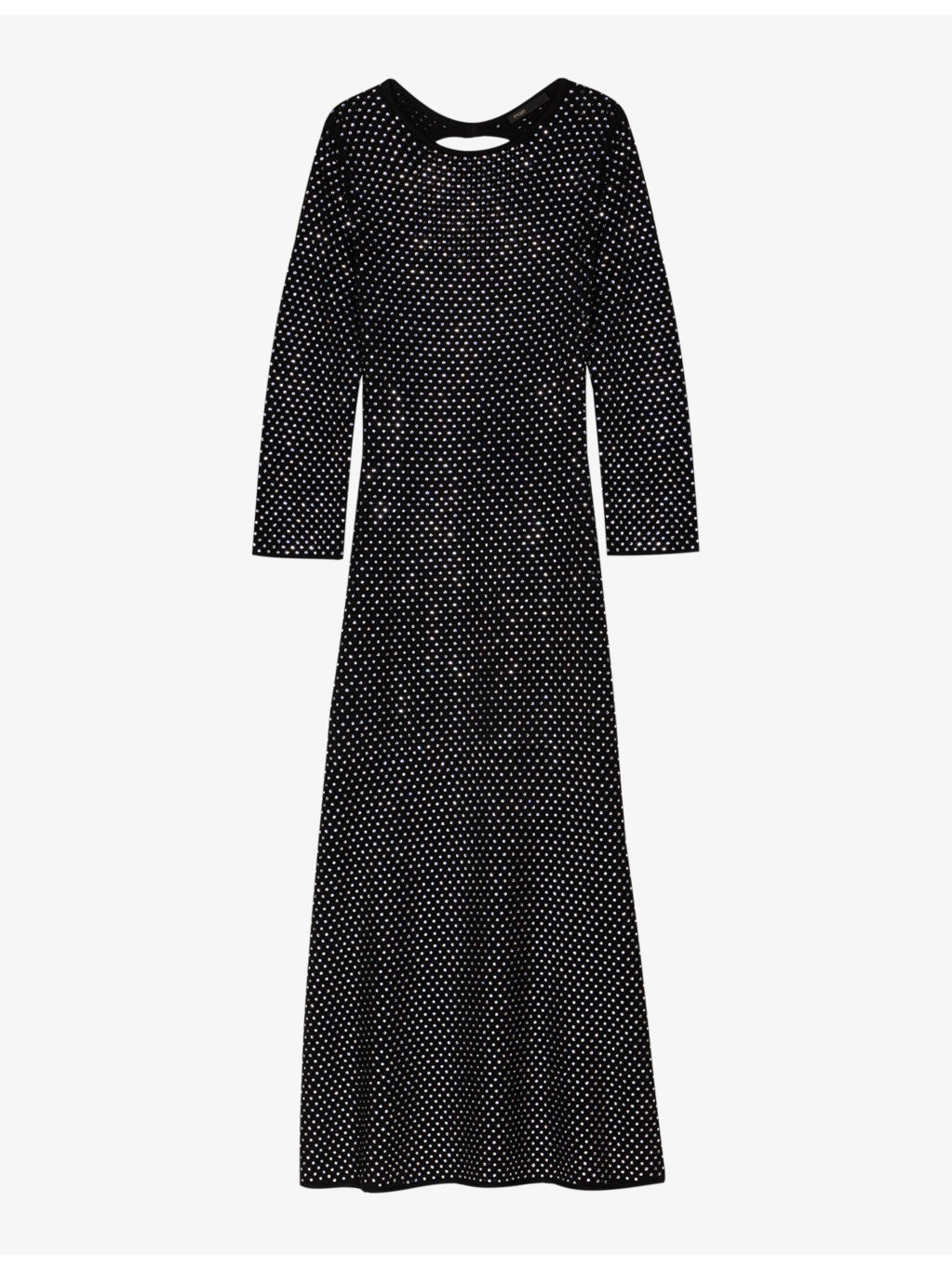 Crystal-embellished long-sleeve stretch-knit midi dress - 1