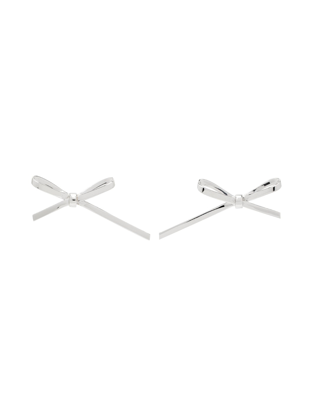Silver Bow Stud Earrings - 1