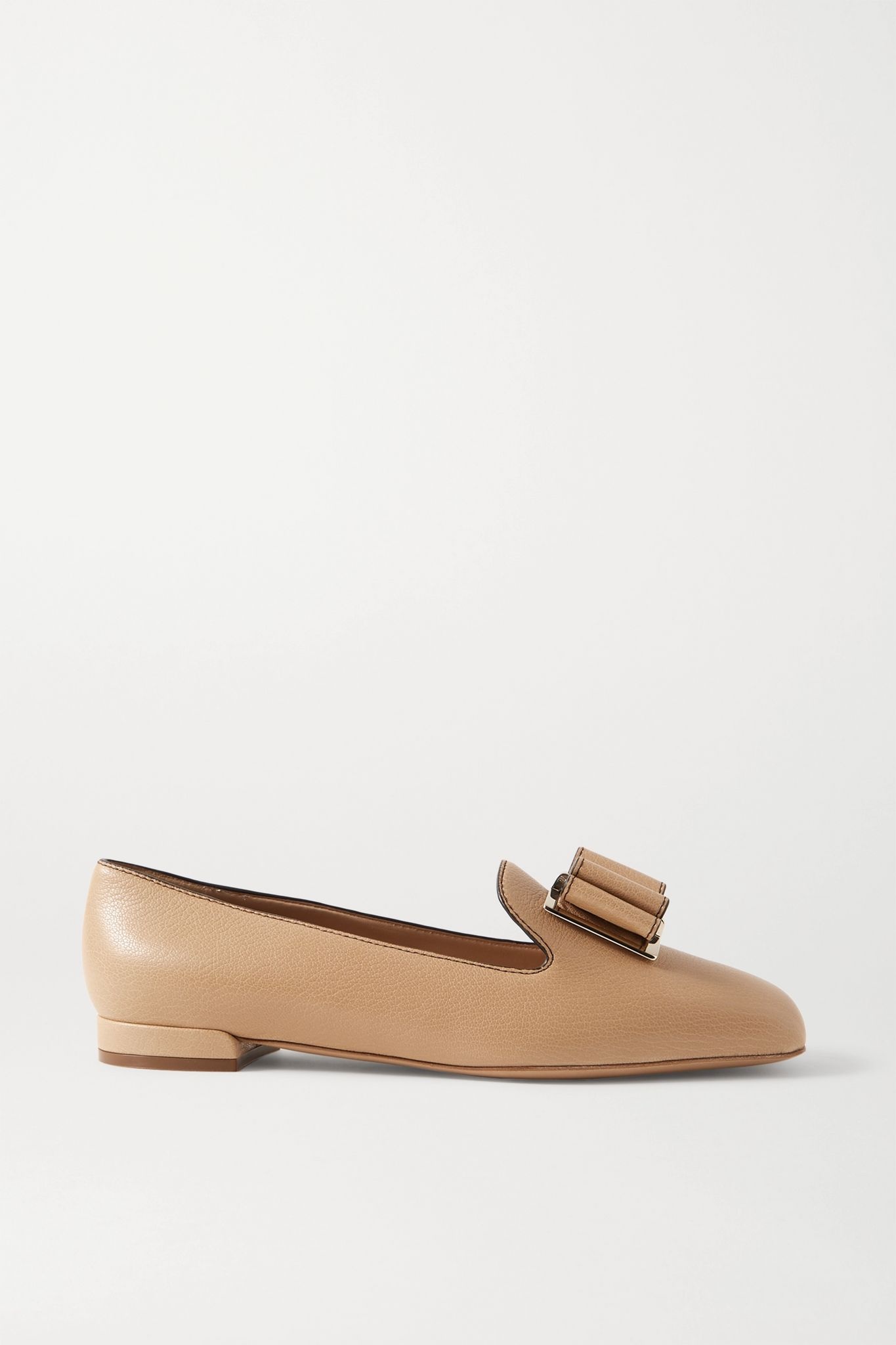 Zaneta bow-embellished textured-leather loafers - 1