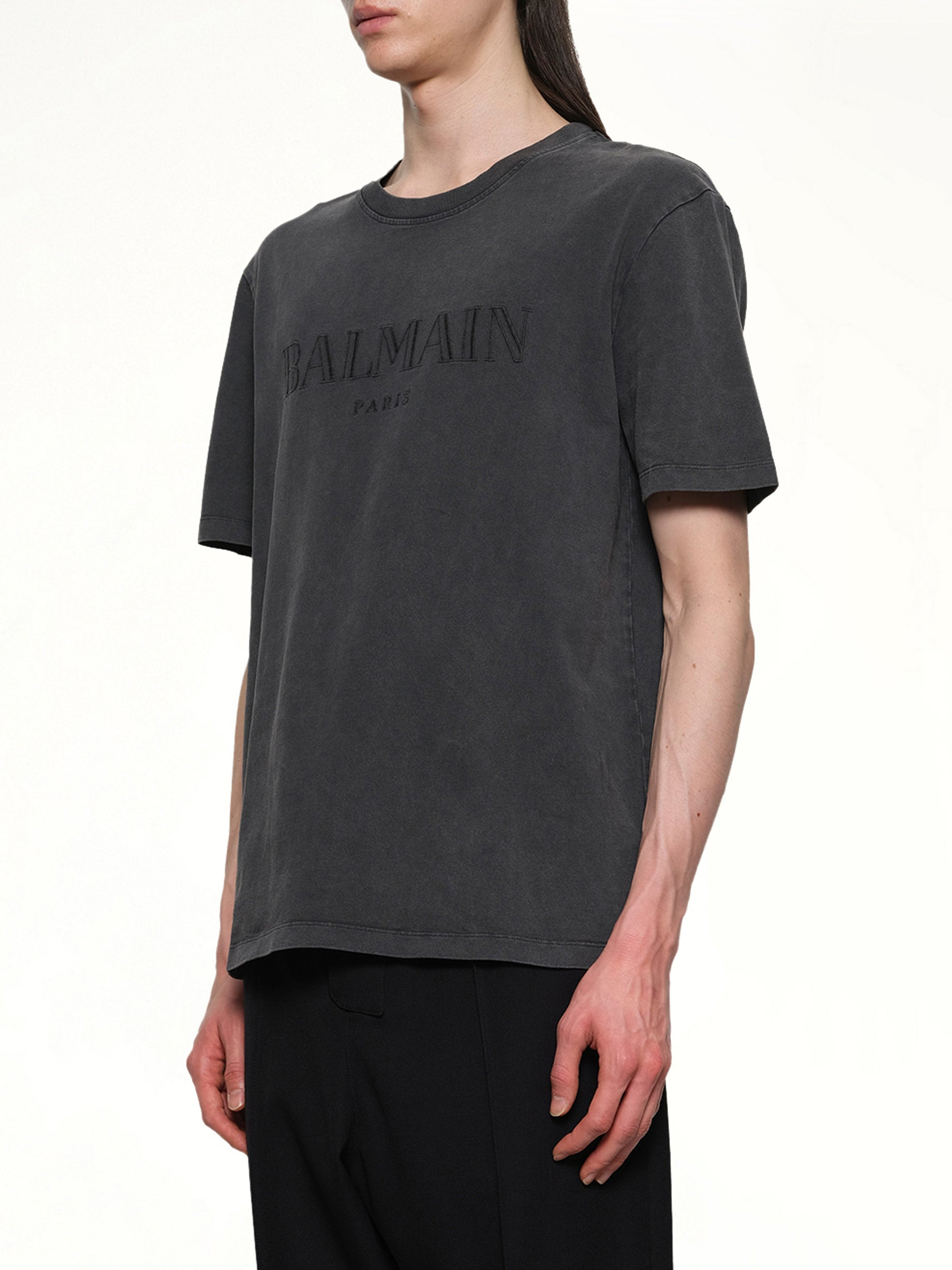 Balmain Vintage Emblem T-Shirt in Vintage Black - 3