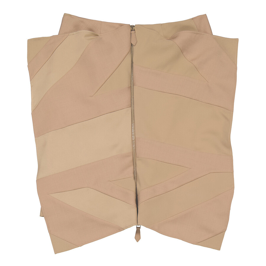 Burberry Ladies Dark Biscuit Flag Intarsia Satin Skirt - 2