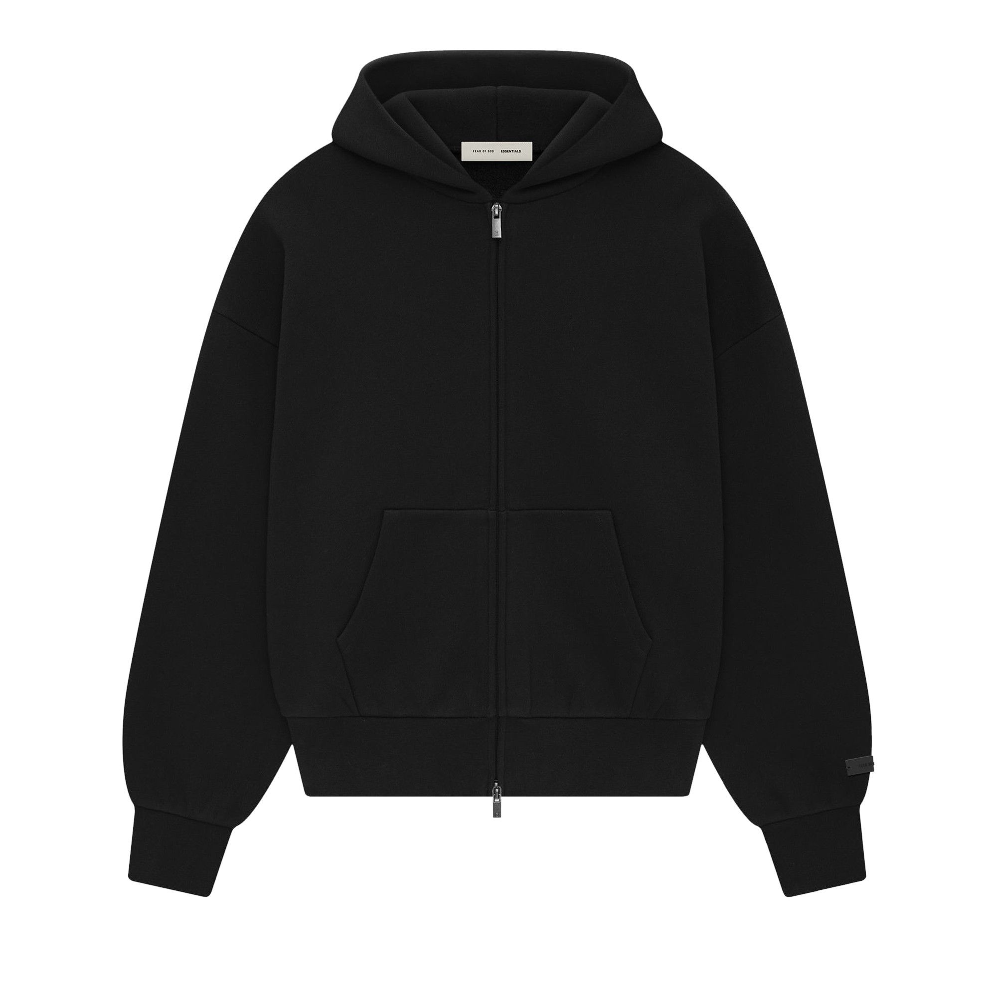 Fear of God Essentials Classic Full Zip-Up Hoodie 'Jet Black' - 1