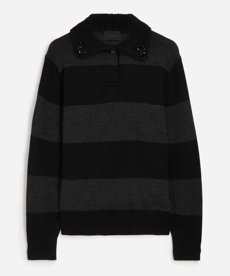 Embellished Fuzzy Collar Rugby Jumper 1