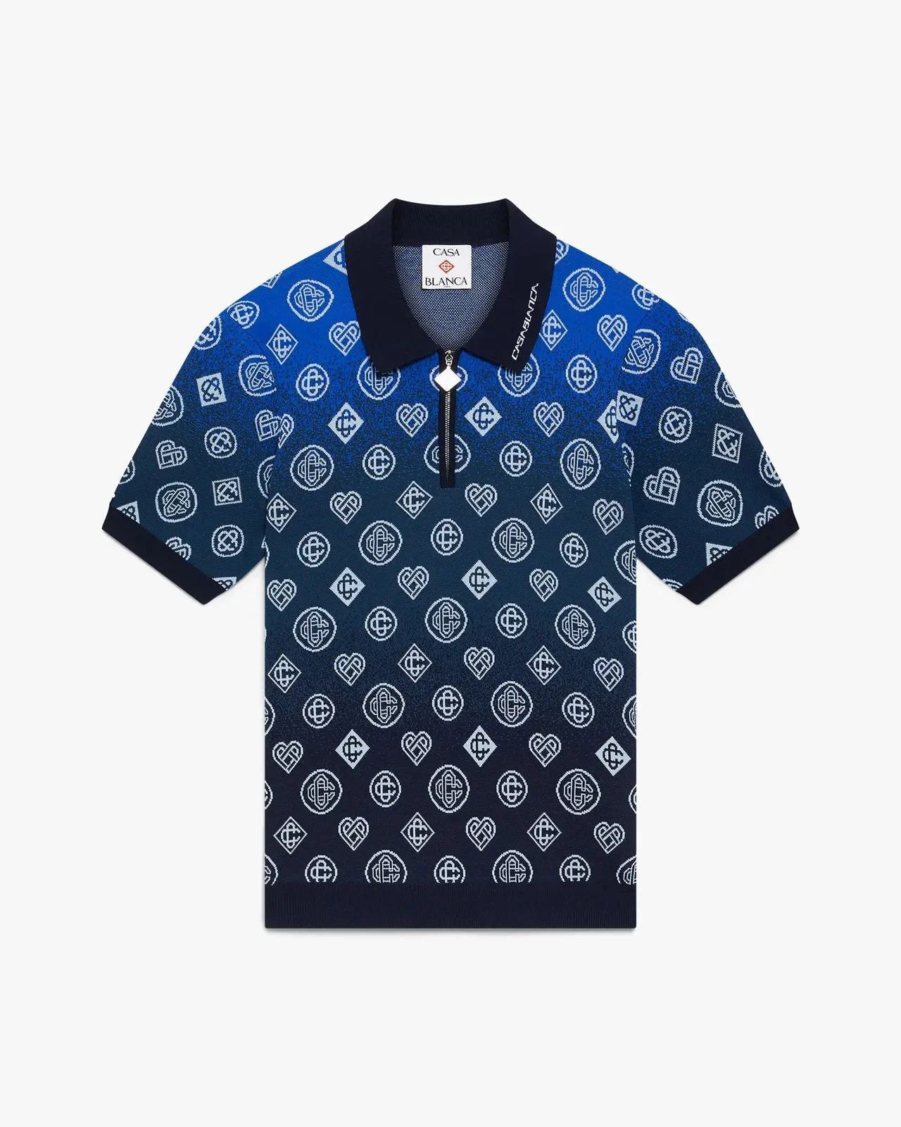Gradient Monogram Knitted Short Sleeve Polo Shirt | Casablanca Paris - 1